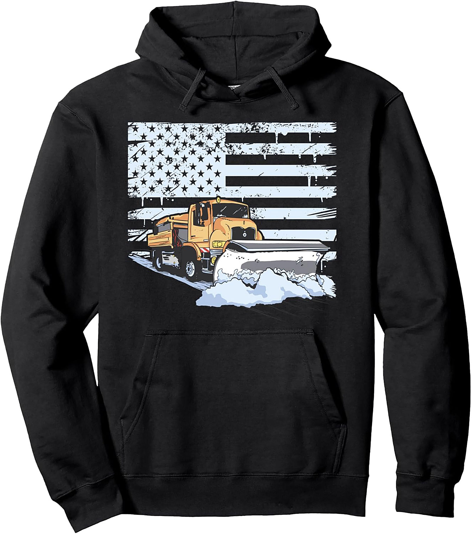 American Flag Snowplow Operator Graphic Hoodie | Winter Worker Pullover