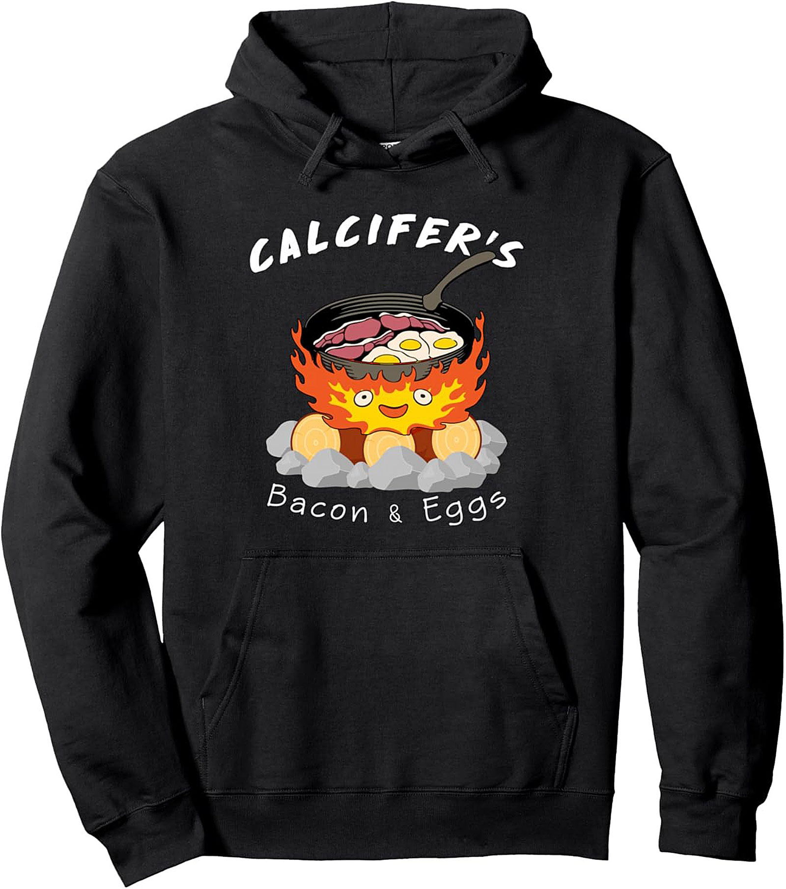 Calcifer's Bacon & Eggs Ghibli Graphic Hoodie Cozy Pullover