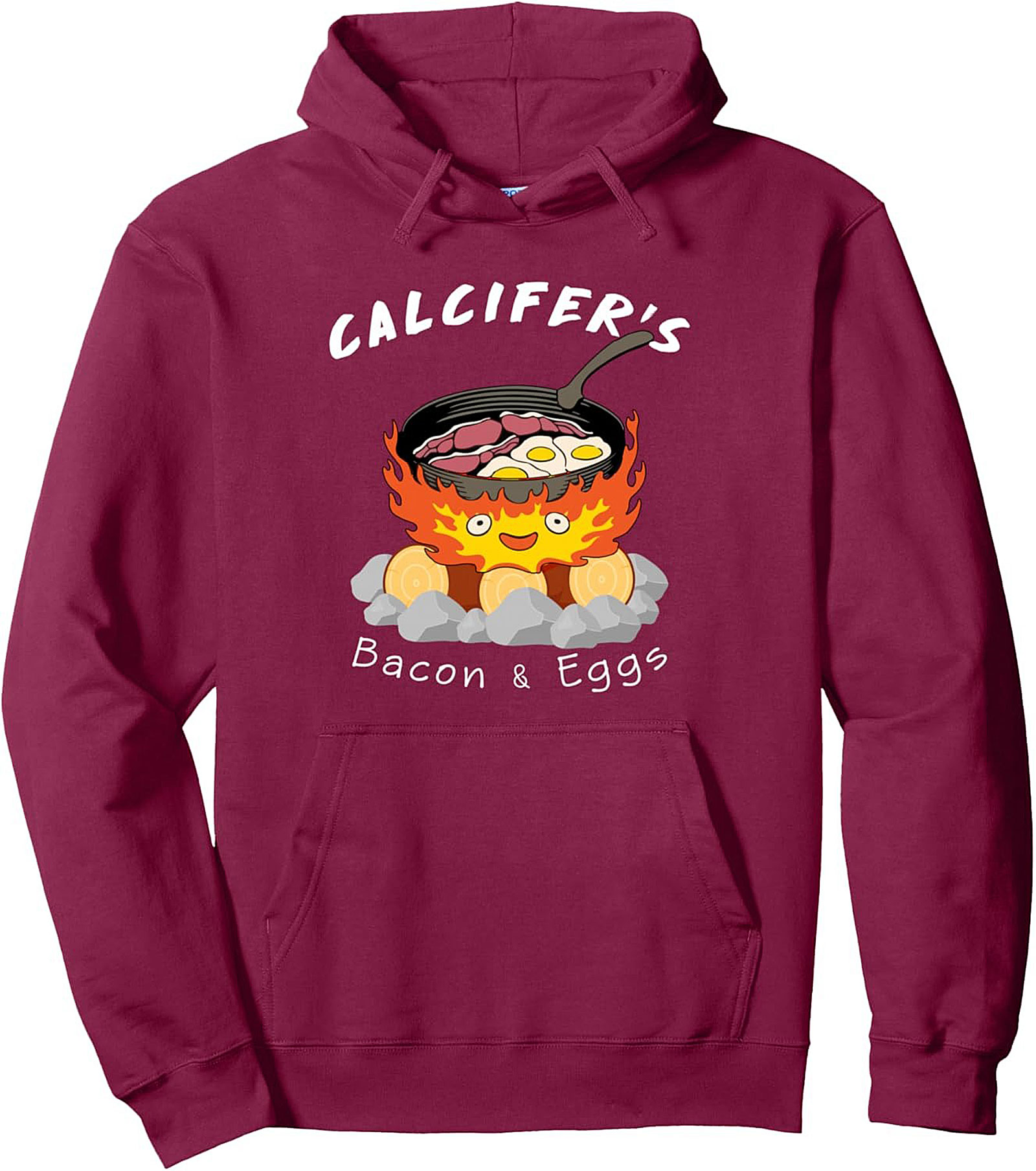Calcifer's Bacon & Eggs Ghibli Graphic Hoodie Cozy Pullover