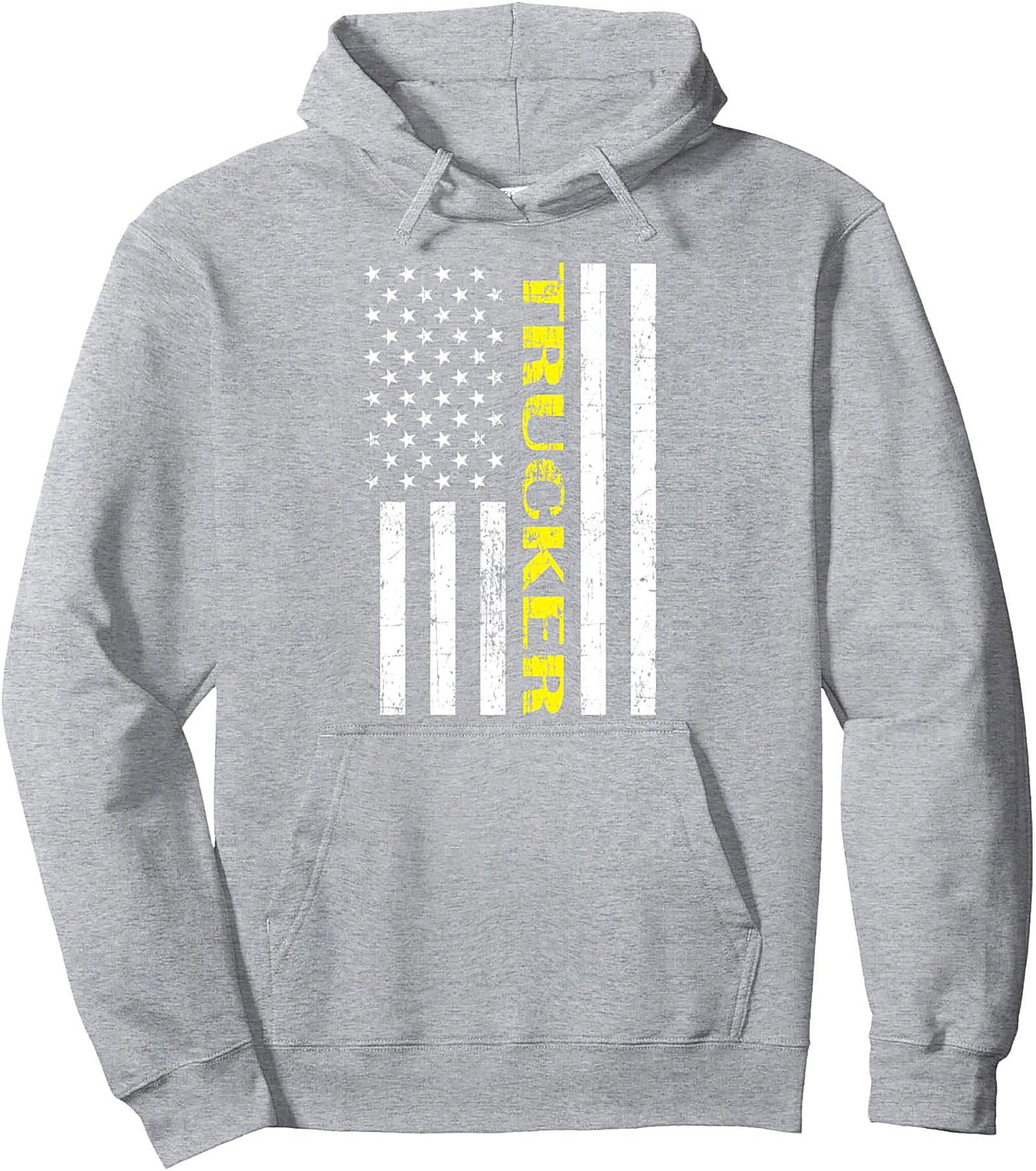 Distressed American Flag Trucker Graphic Hoodie | Essential Worker Pullover