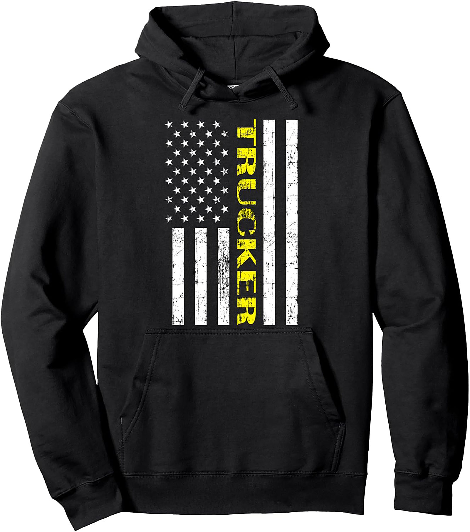 Distressed American Flag Trucker Graphic Hoodie | Essential Worker Pullover