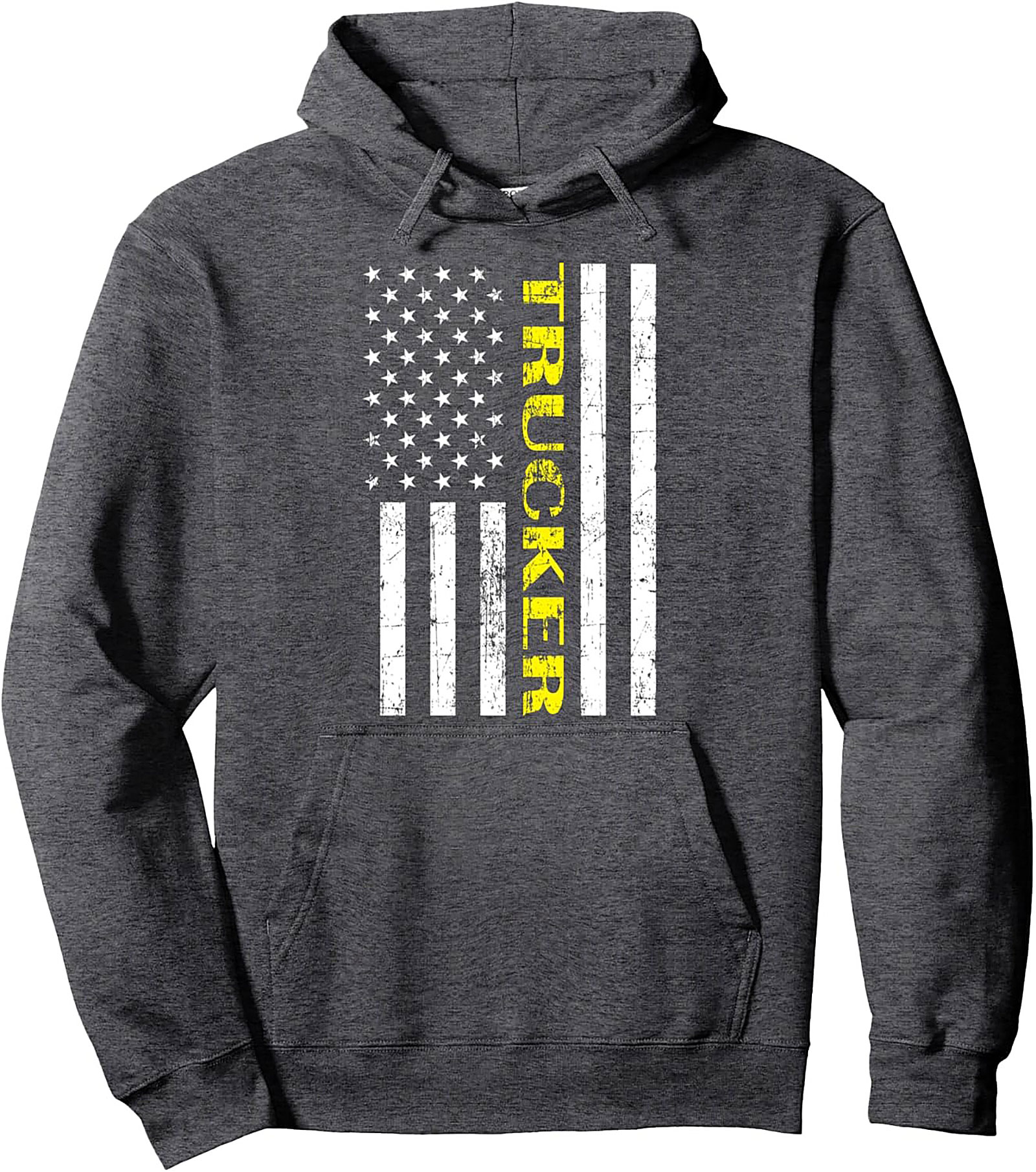 Distressed American Flag Trucker Graphic Hoodie | Essential Worker Pullover