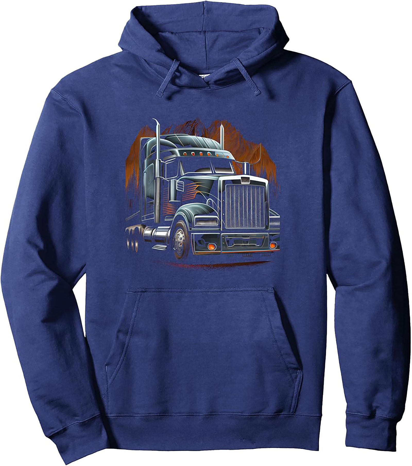 The Midnight Hauler Semi Truck Pullover Hoodie | Big Rig Graphic Hoodie