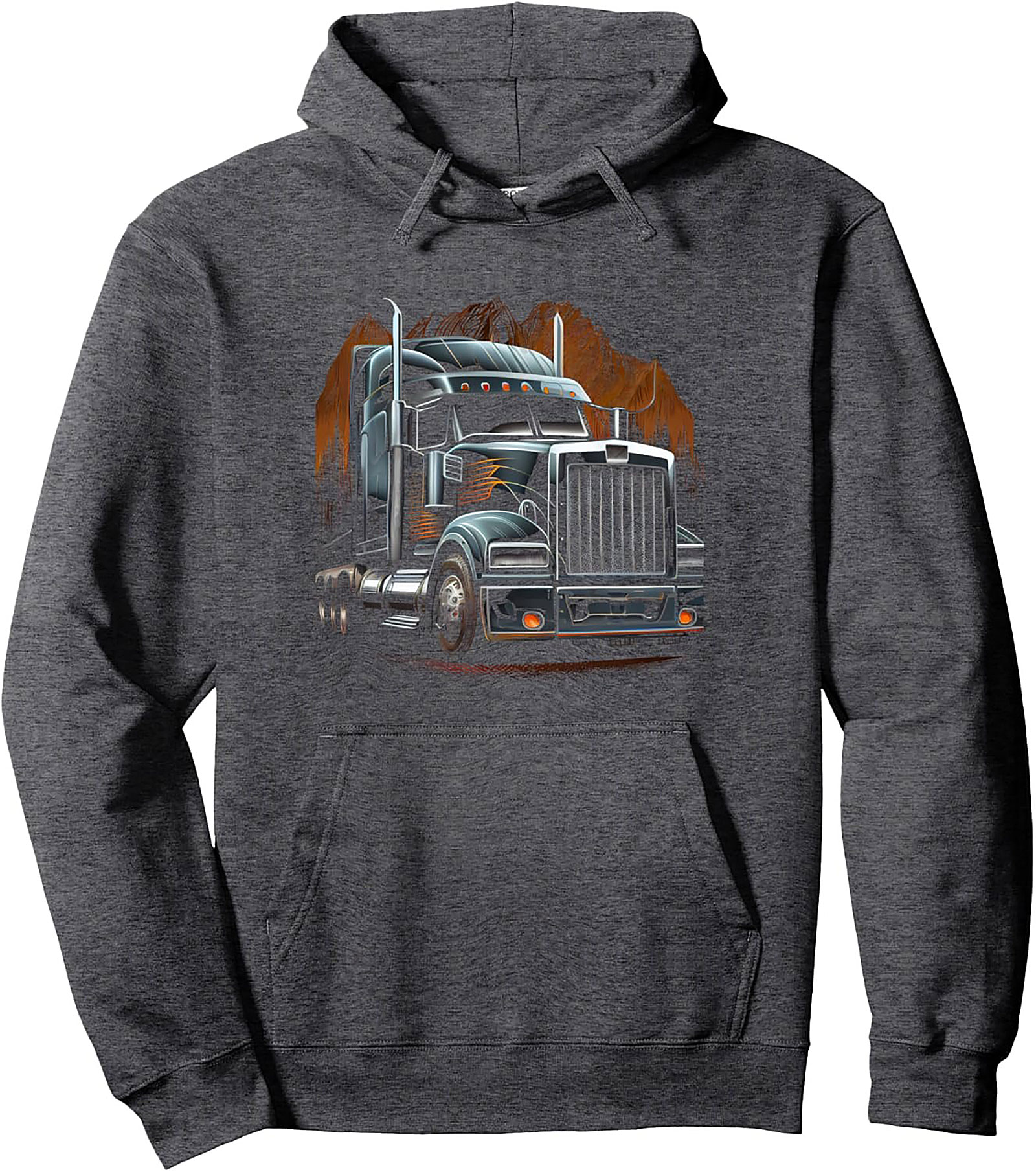 The Midnight Hauler Semi Truck Pullover Hoodie | Big Rig Graphic Hoodie