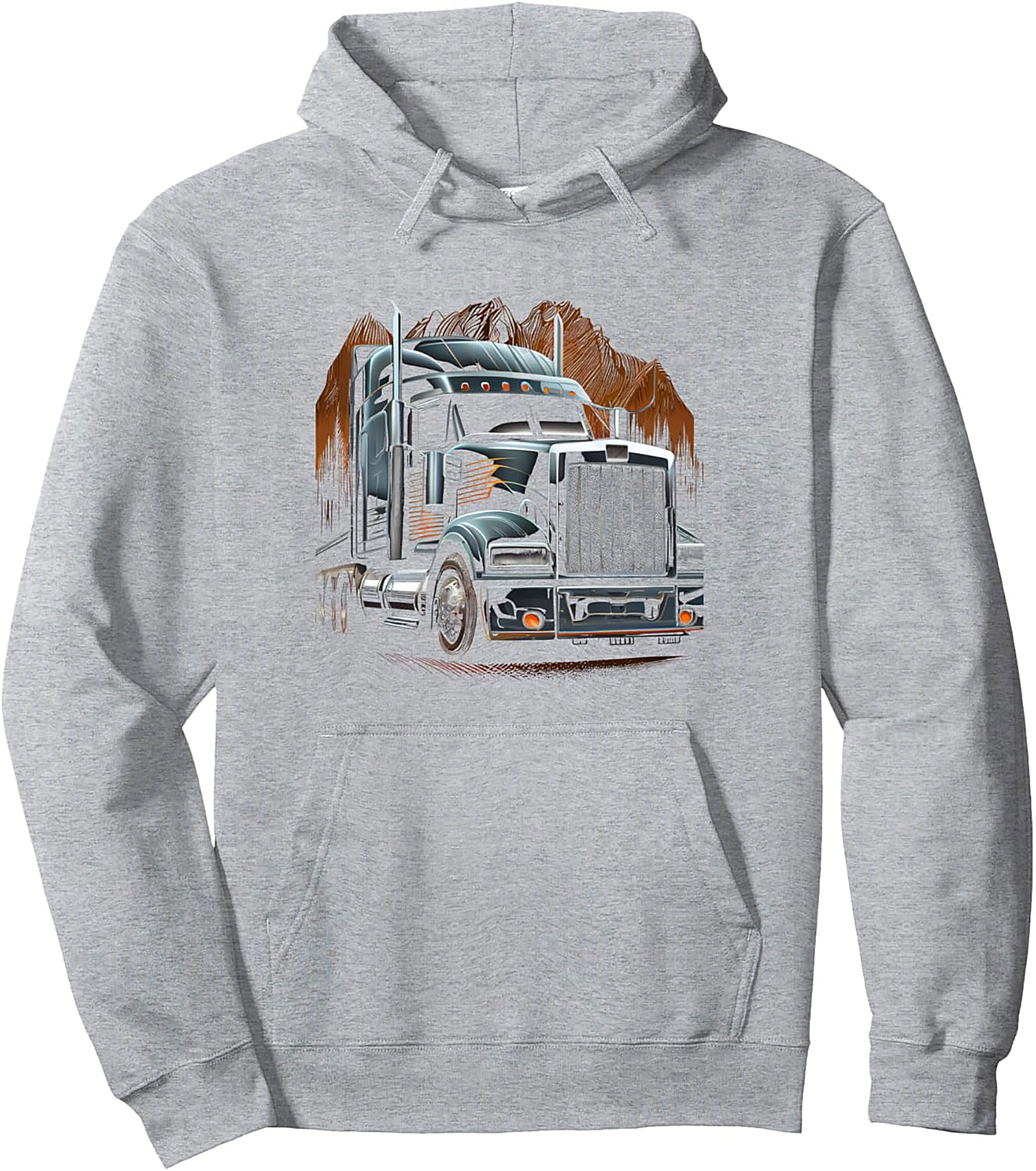 The Midnight Hauler Semi Truck Pullover Hoodie | Big Rig Graphic Hoodie