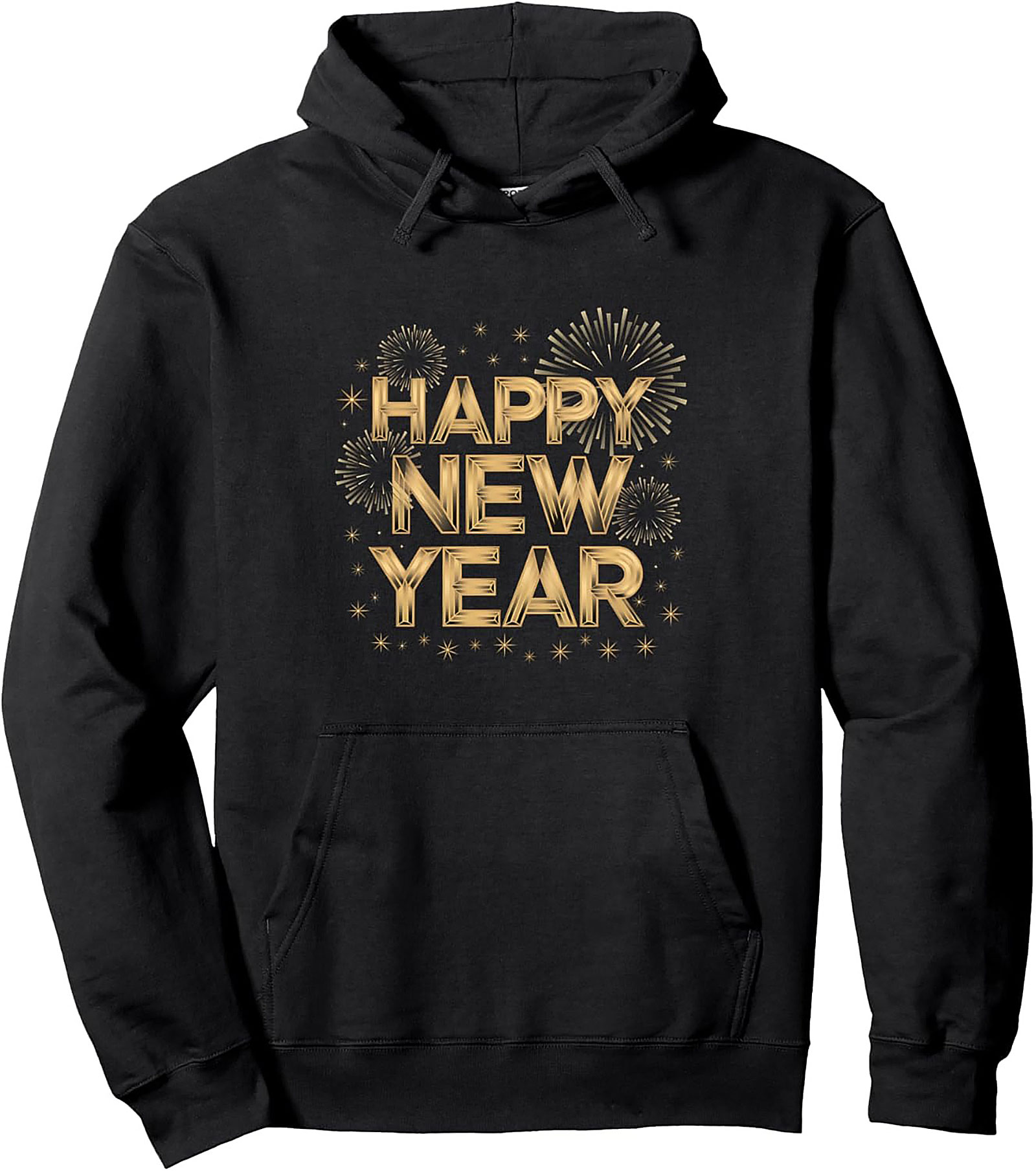 Happy New Year Pullover Hoodie Festive Gold Graphic