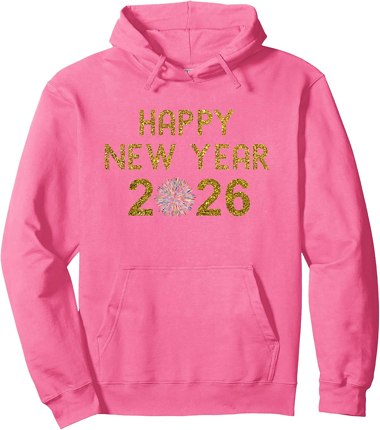 Happy New Year 2026 Pullover Hoodie Gold Glitter