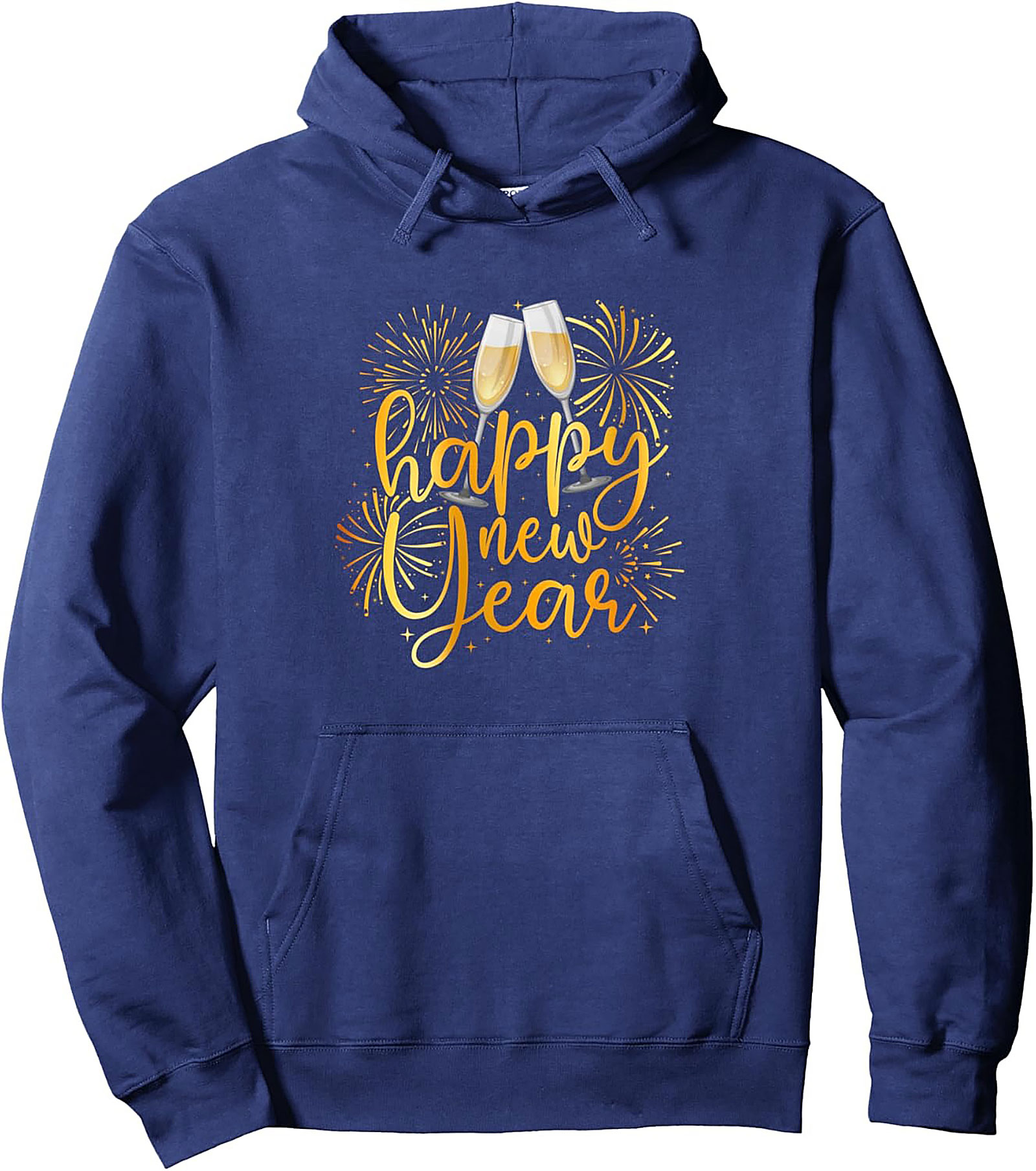 Happy New Year Champagne Toast Graphic Pullover Hoodie