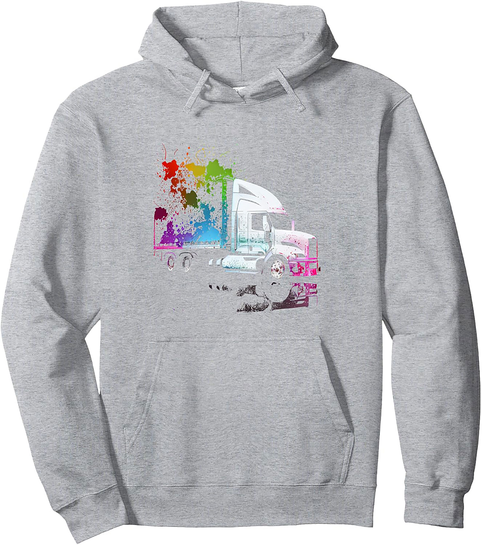 Rainbow Splash Trucker Graphic Hoodie | Bold Semi-Truck Pullover
