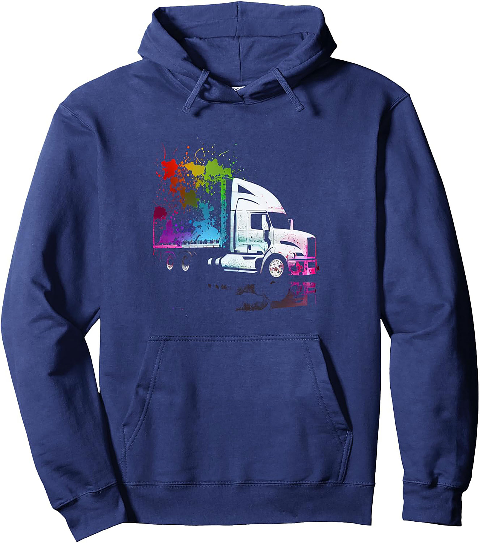 Rainbow Splash Trucker Graphic Hoodie | Bold Semi-Truck Pullover