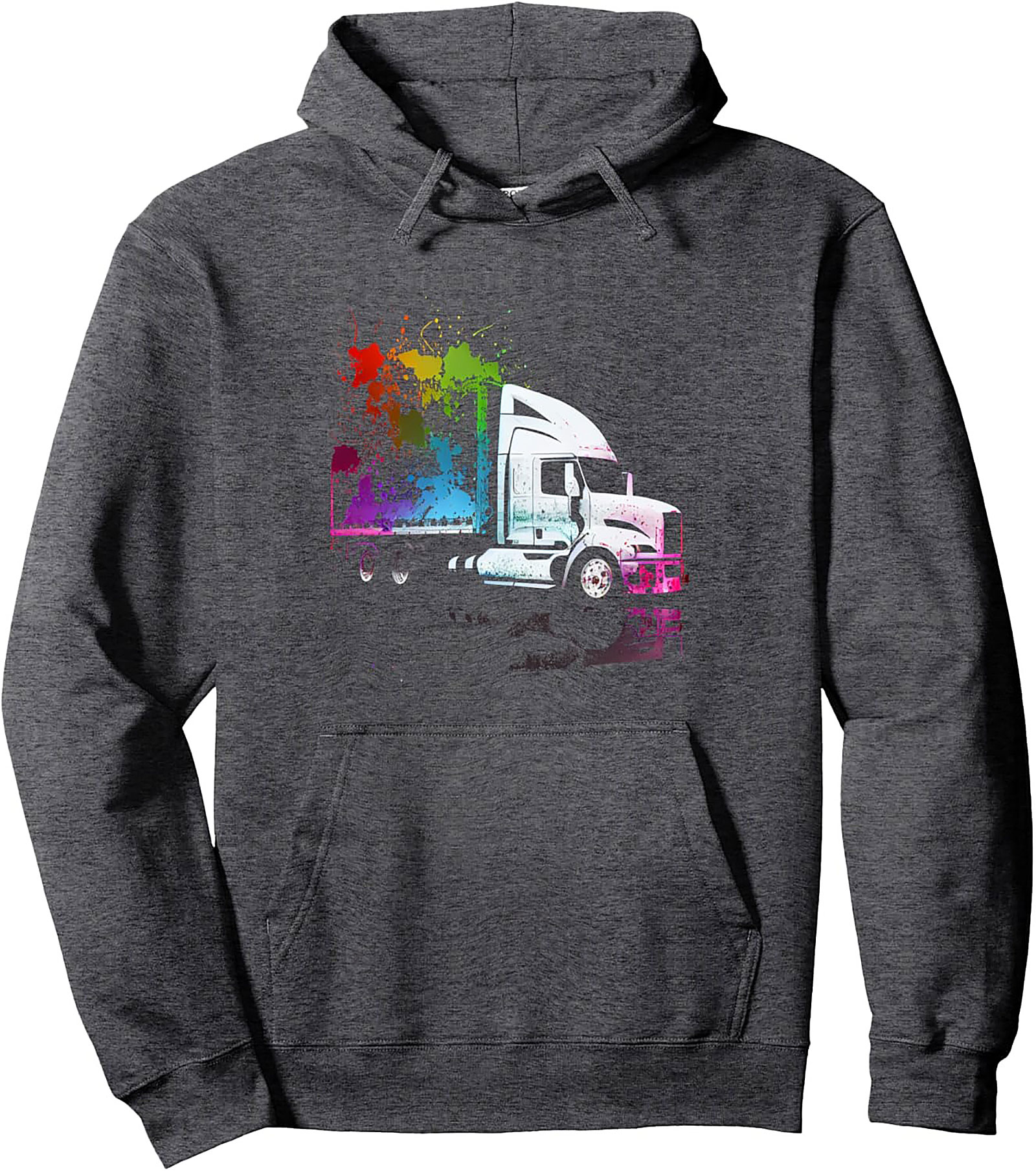 Rainbow Splash Trucker Graphic Hoodie | Bold Semi-Truck Pullover