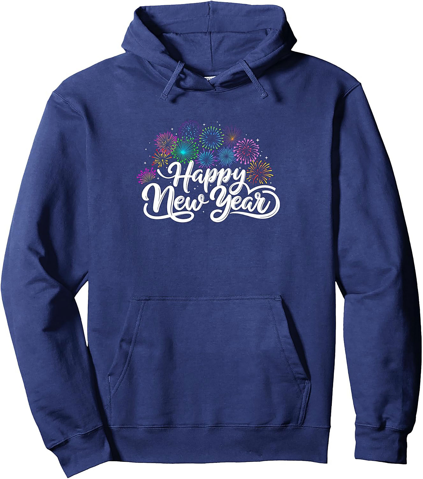 Happy New Year Pullover Hoodie Festive Fireworks