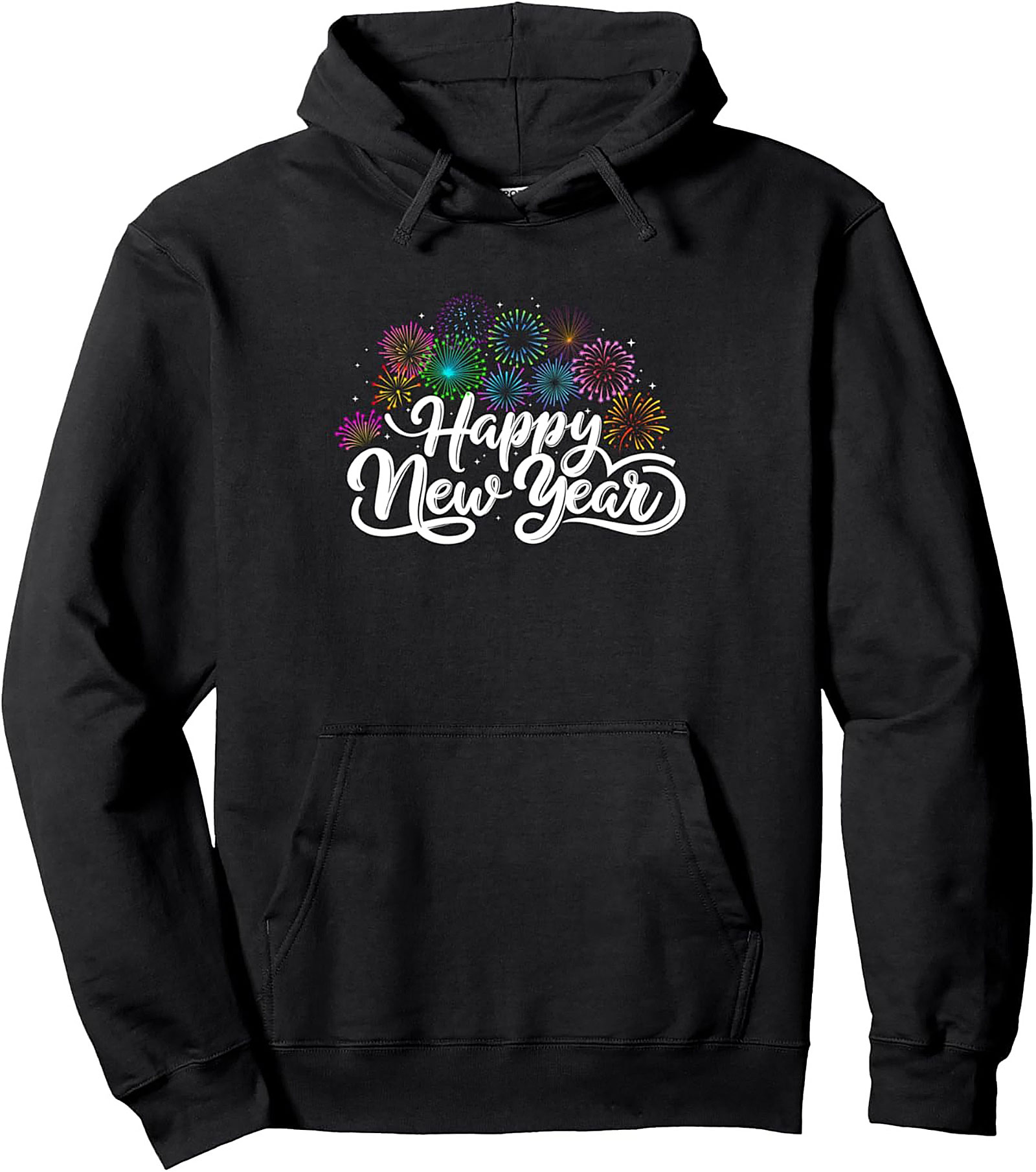 Happy New Year Pullover Hoodie Festive Fireworks