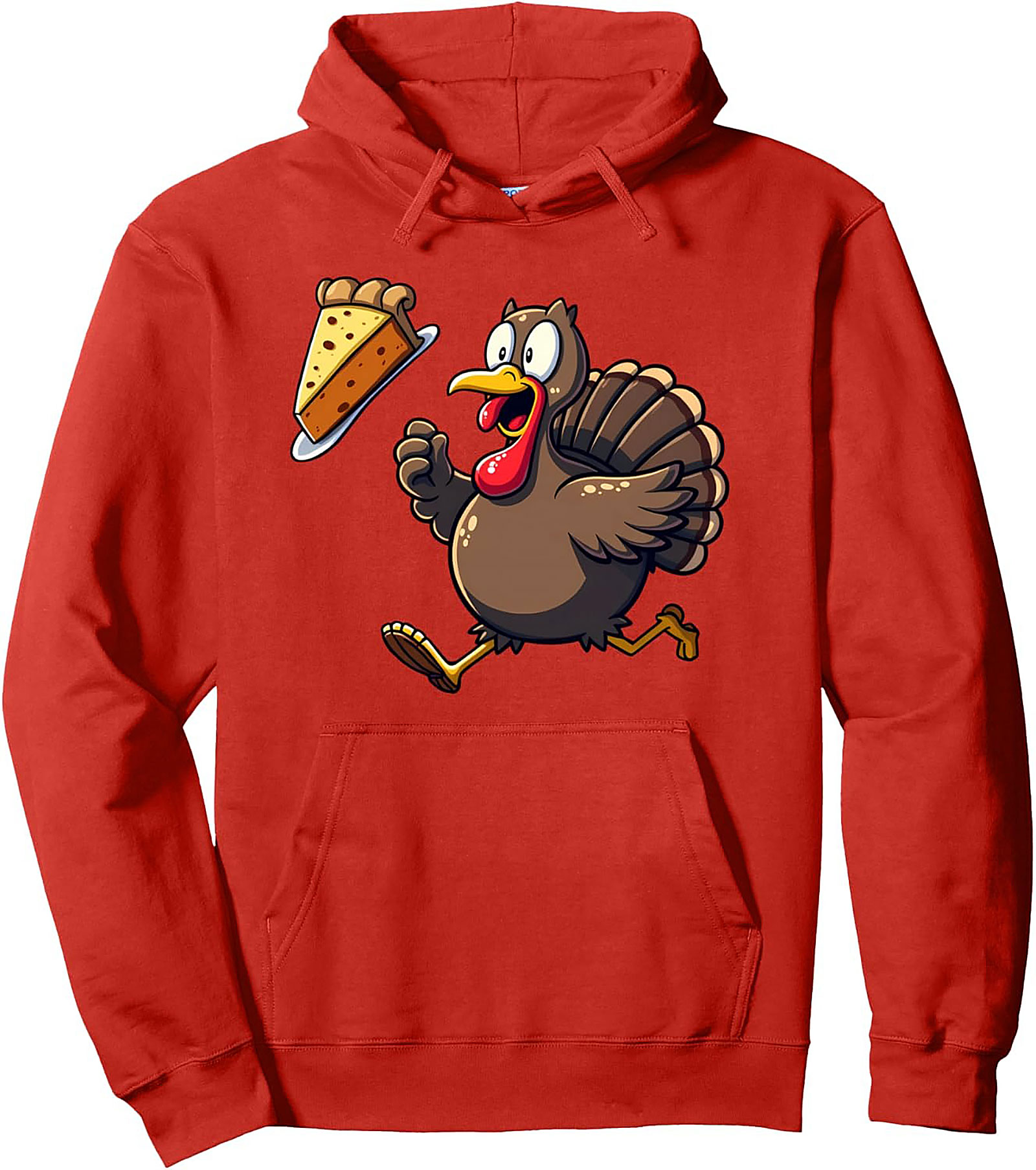 Pie Chasing Turkey Funny Thanksgiving Pullover Hoodie