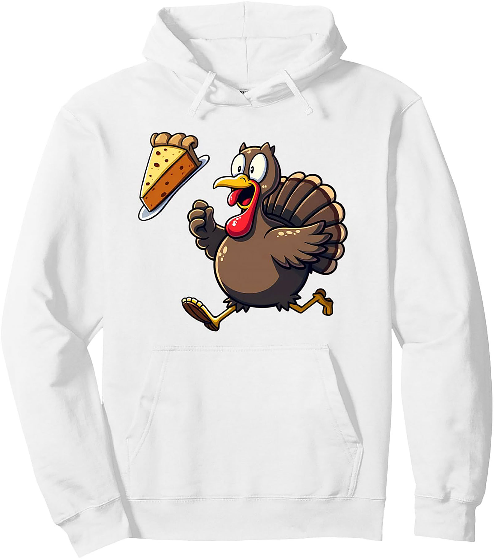 Pie Chasing Turkey Funny Thanksgiving Pullover Hoodie