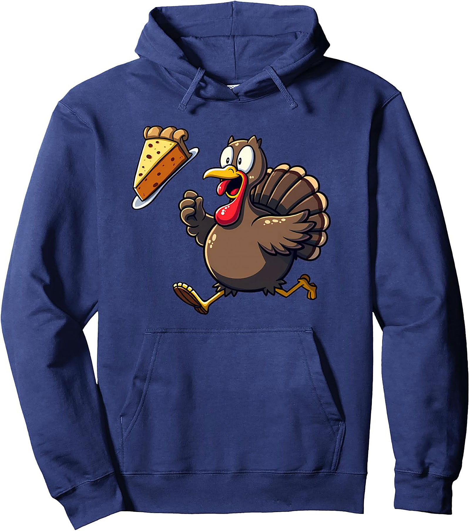 Pie Chasing Turkey Funny Thanksgiving Pullover Hoodie
