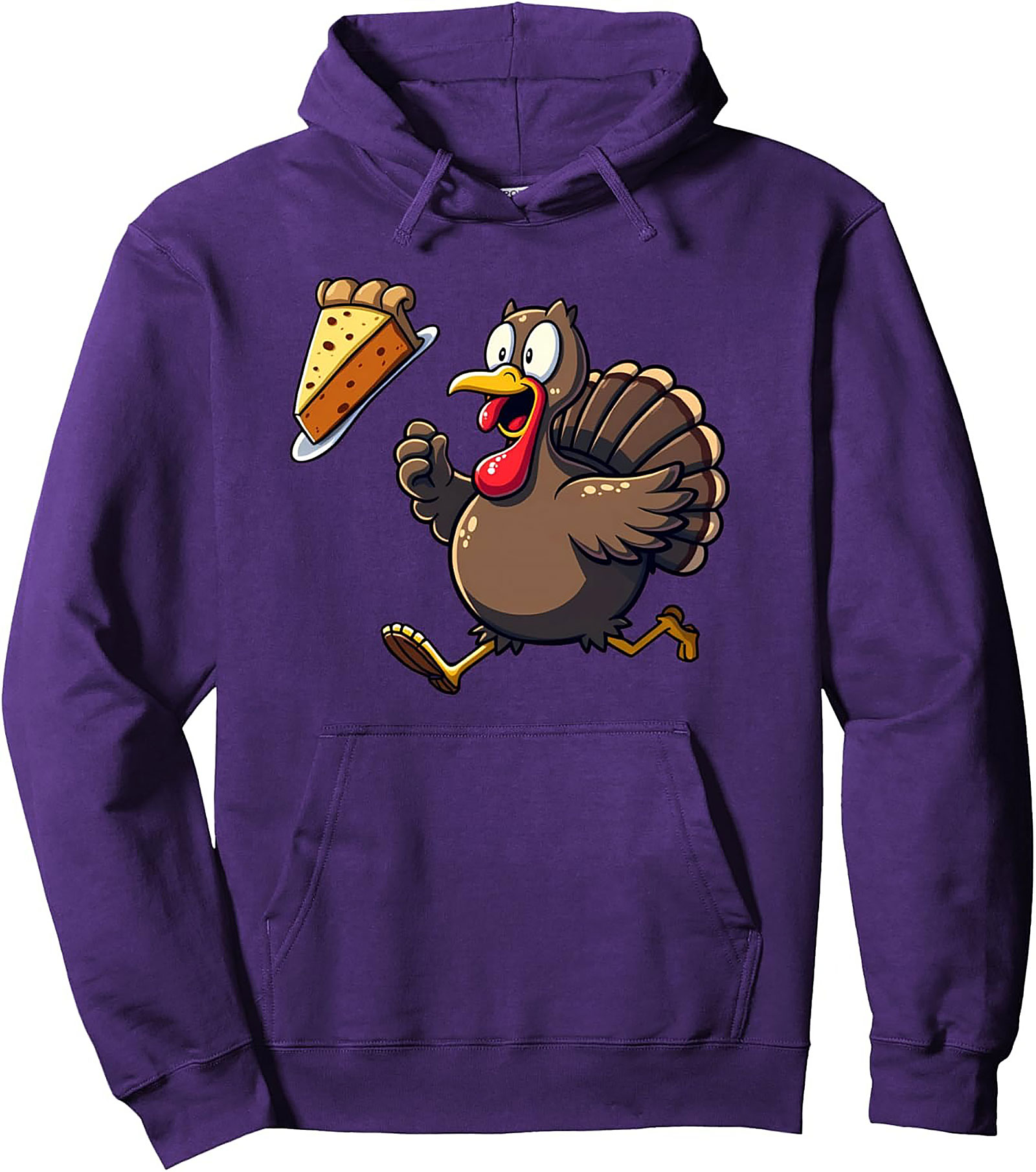 Pie Chasing Turkey Funny Thanksgiving Pullover Hoodie