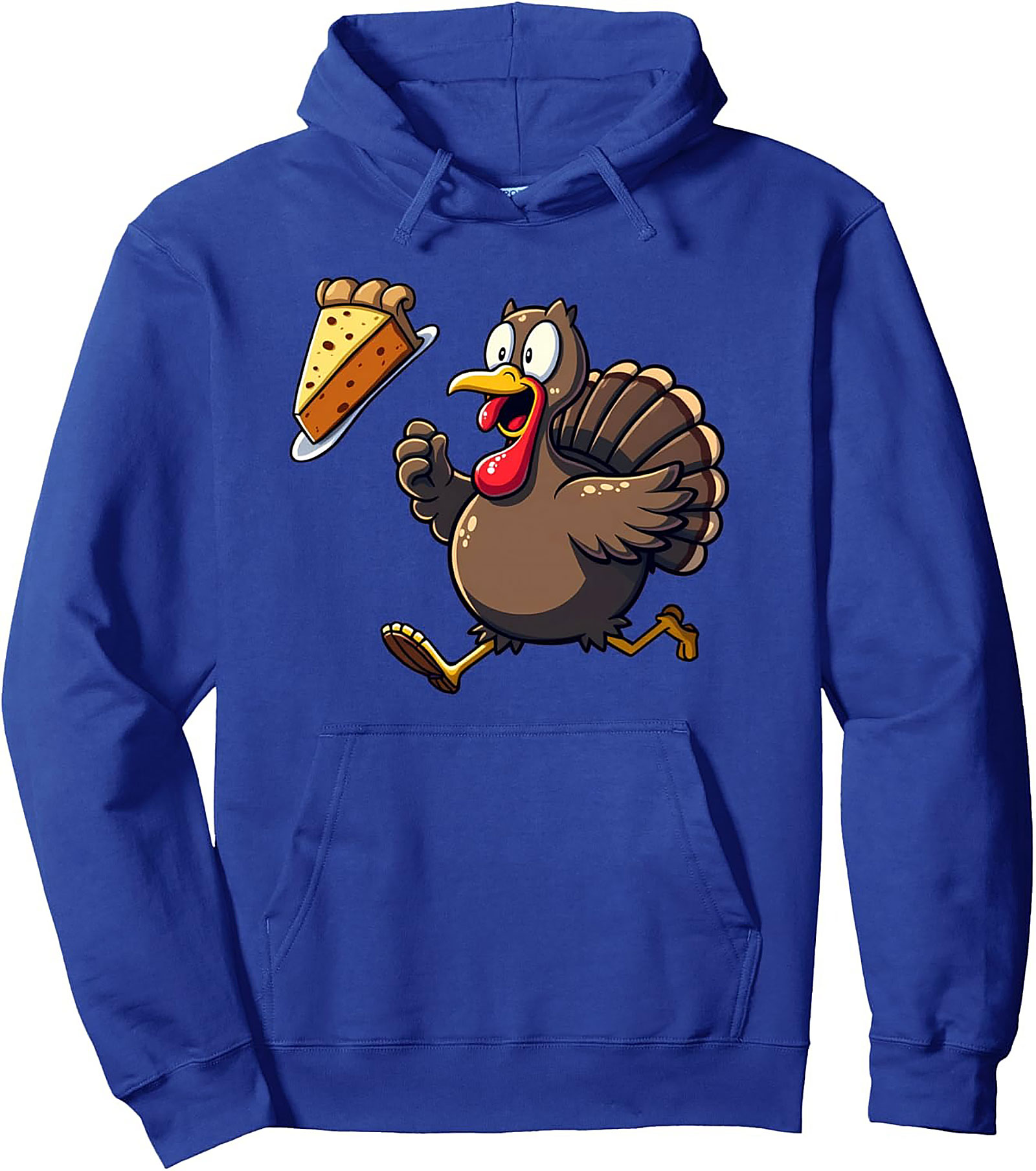 Pie Chasing Turkey Funny Thanksgiving Pullover Hoodie