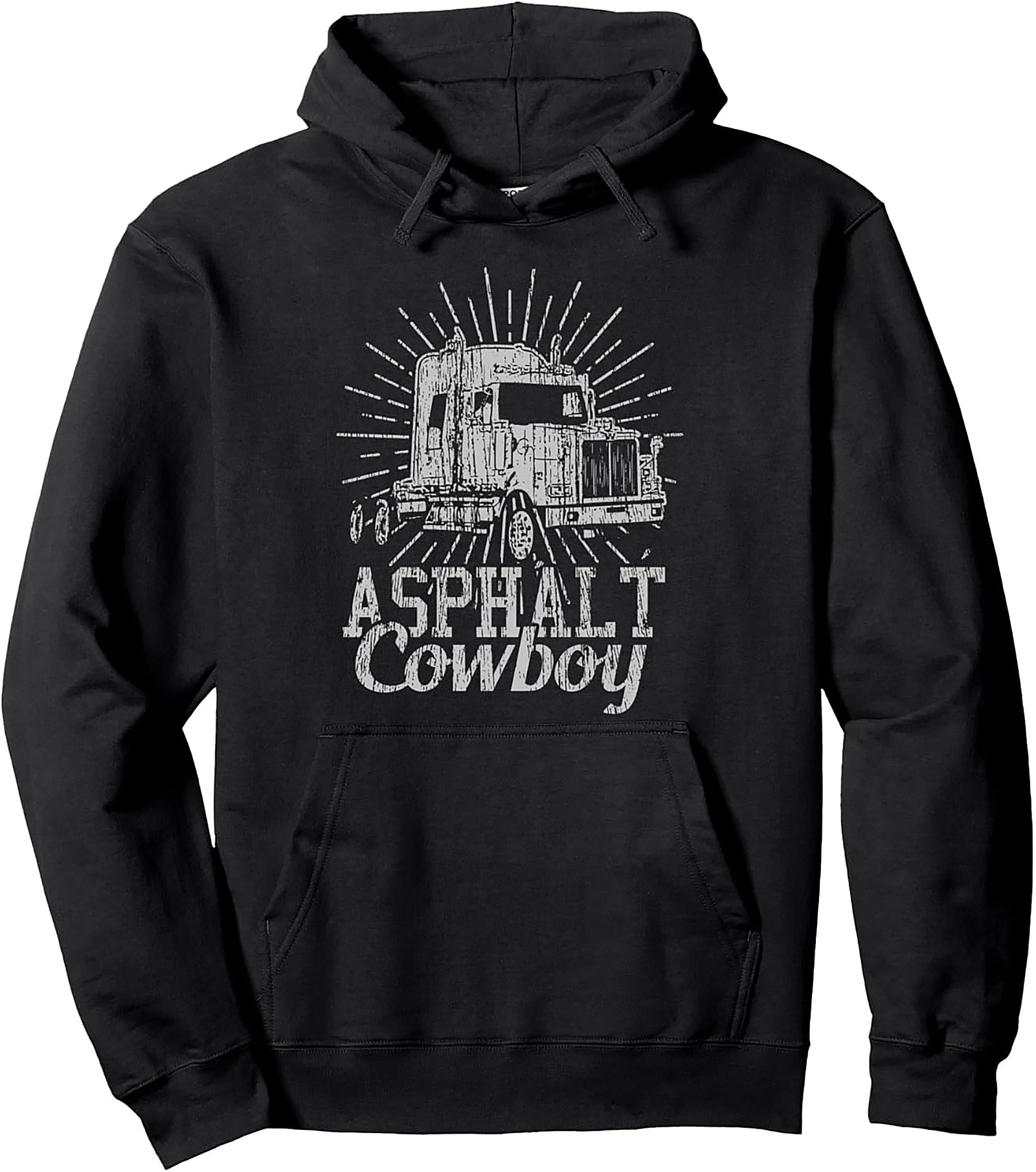 Asphalt Cowboy Pullover Hoodie | Vintage Trucker Graphic Hoodie