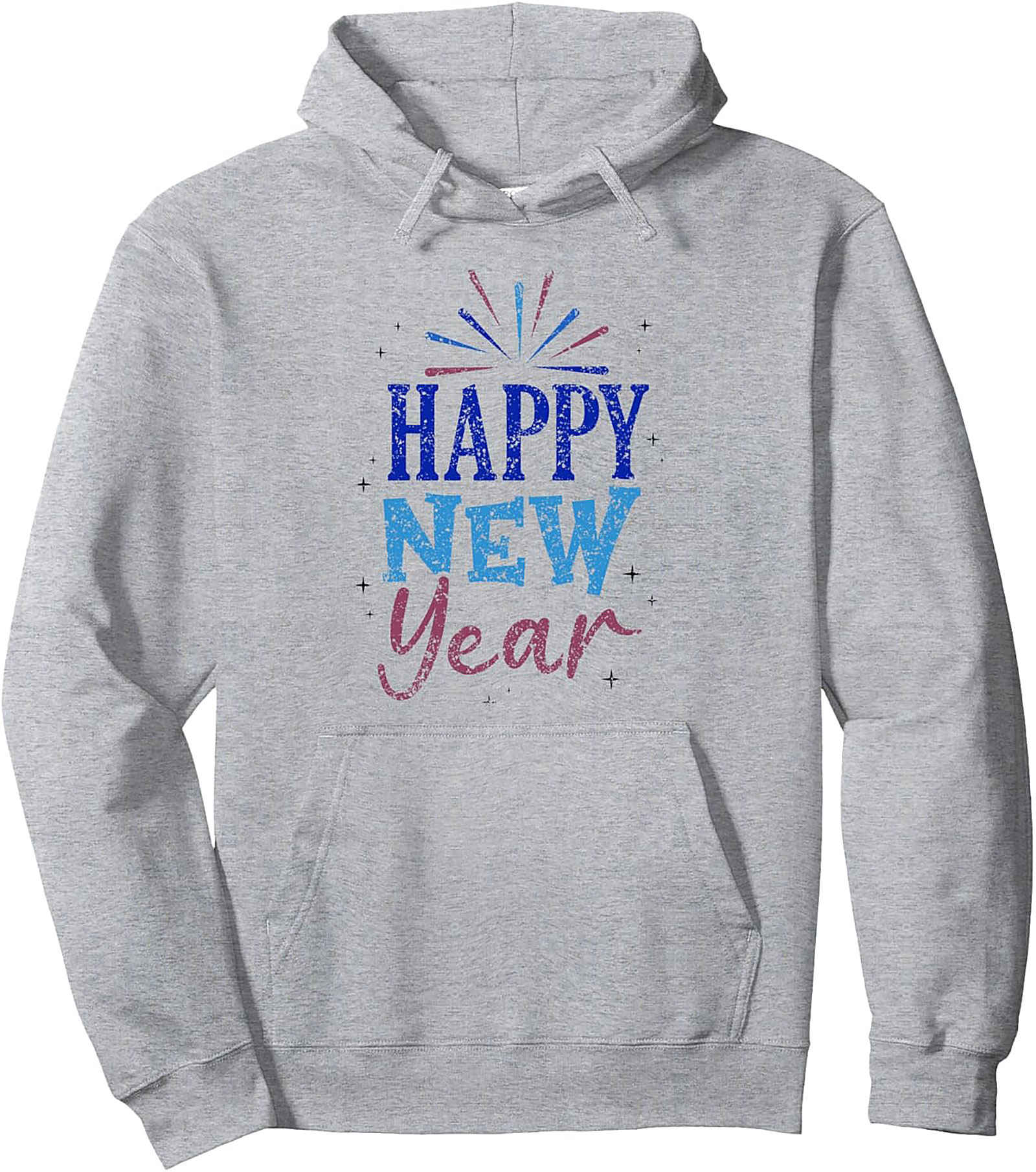 Happy New Year Pullover Hoodie Festive Fireworks Design