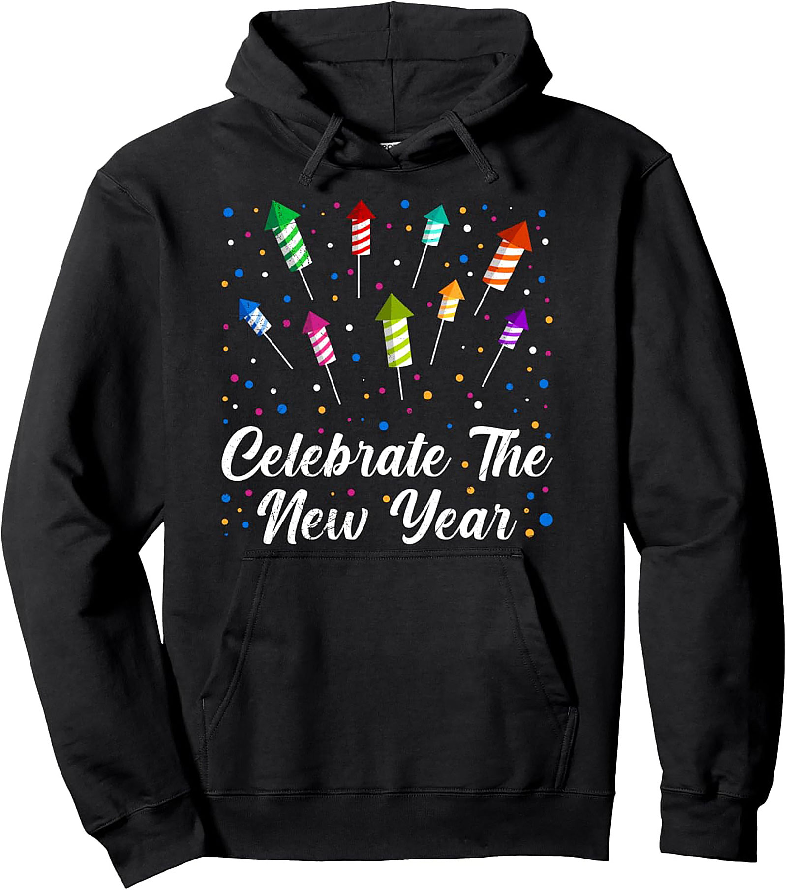 New Year Celebration Pullover Hoodie Festive Fireworks