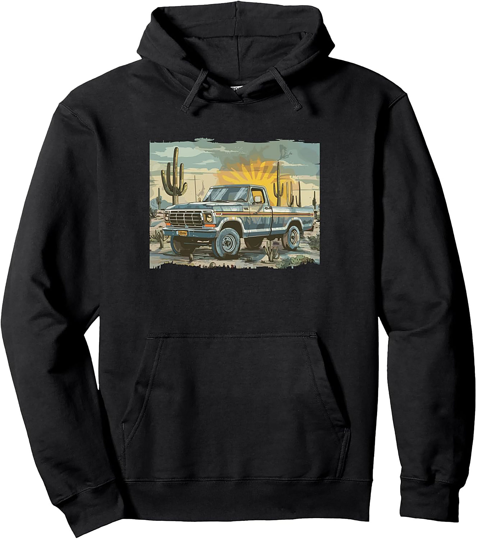 Classic 70s F-150 Pickup Truck Desert Sunset Graphic Hoodie