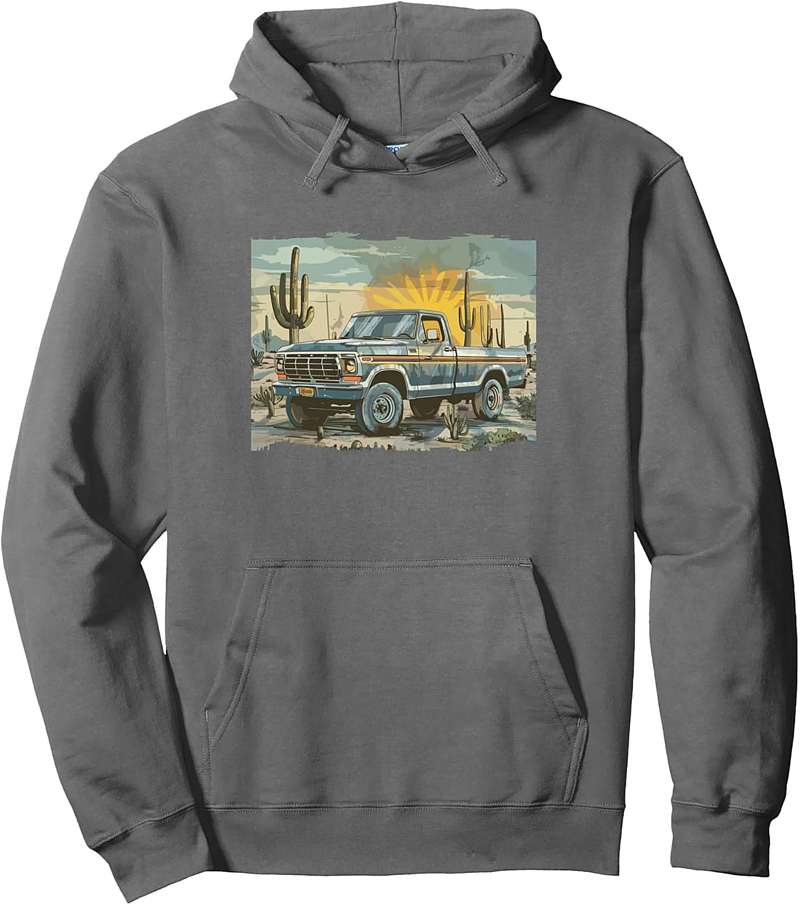 Classic 70s F-150 Pickup Truck Desert Sunset Graphic Hoodie