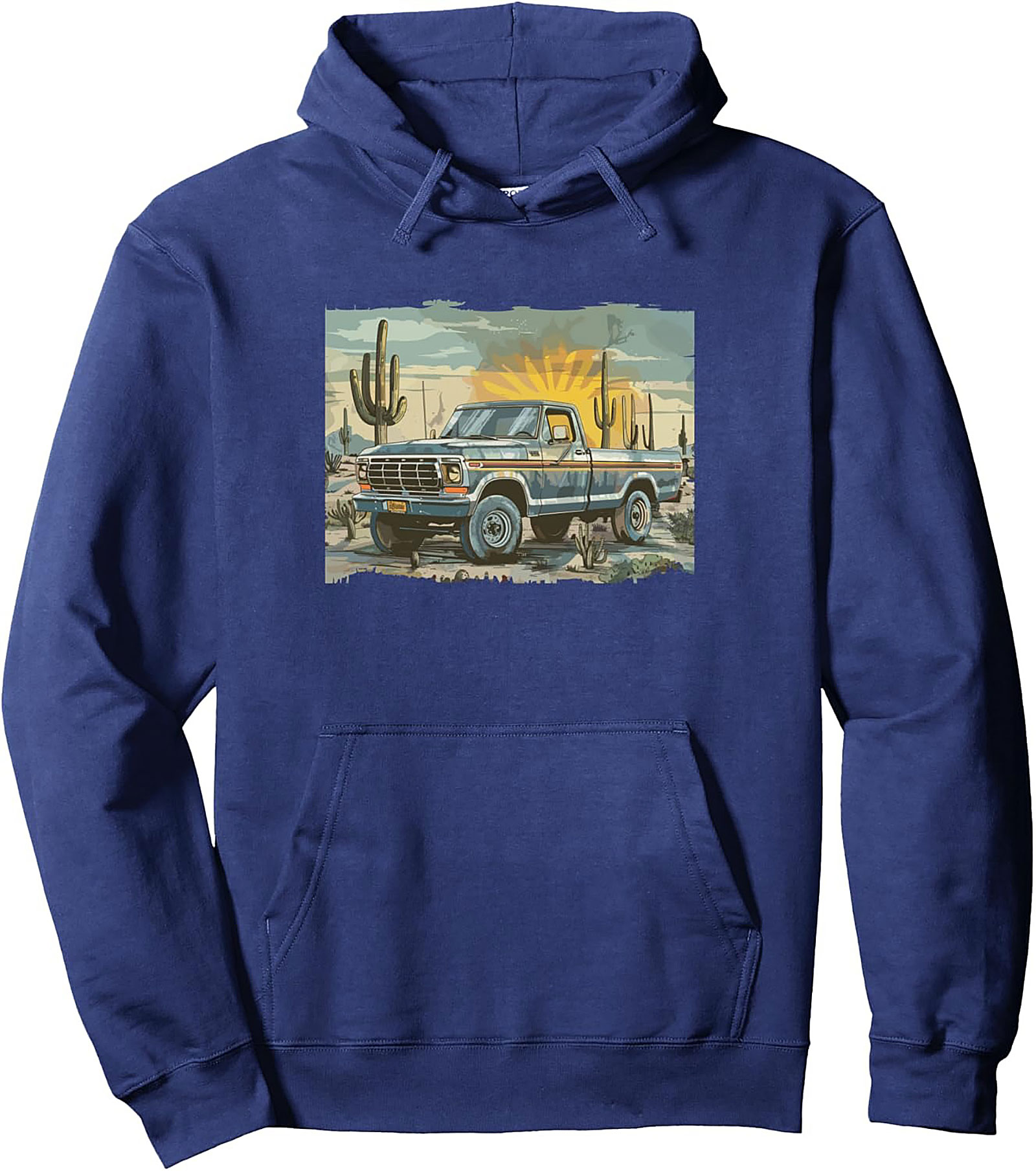 Classic 70s F-150 Pickup Truck Desert Sunset Graphic Hoodie
