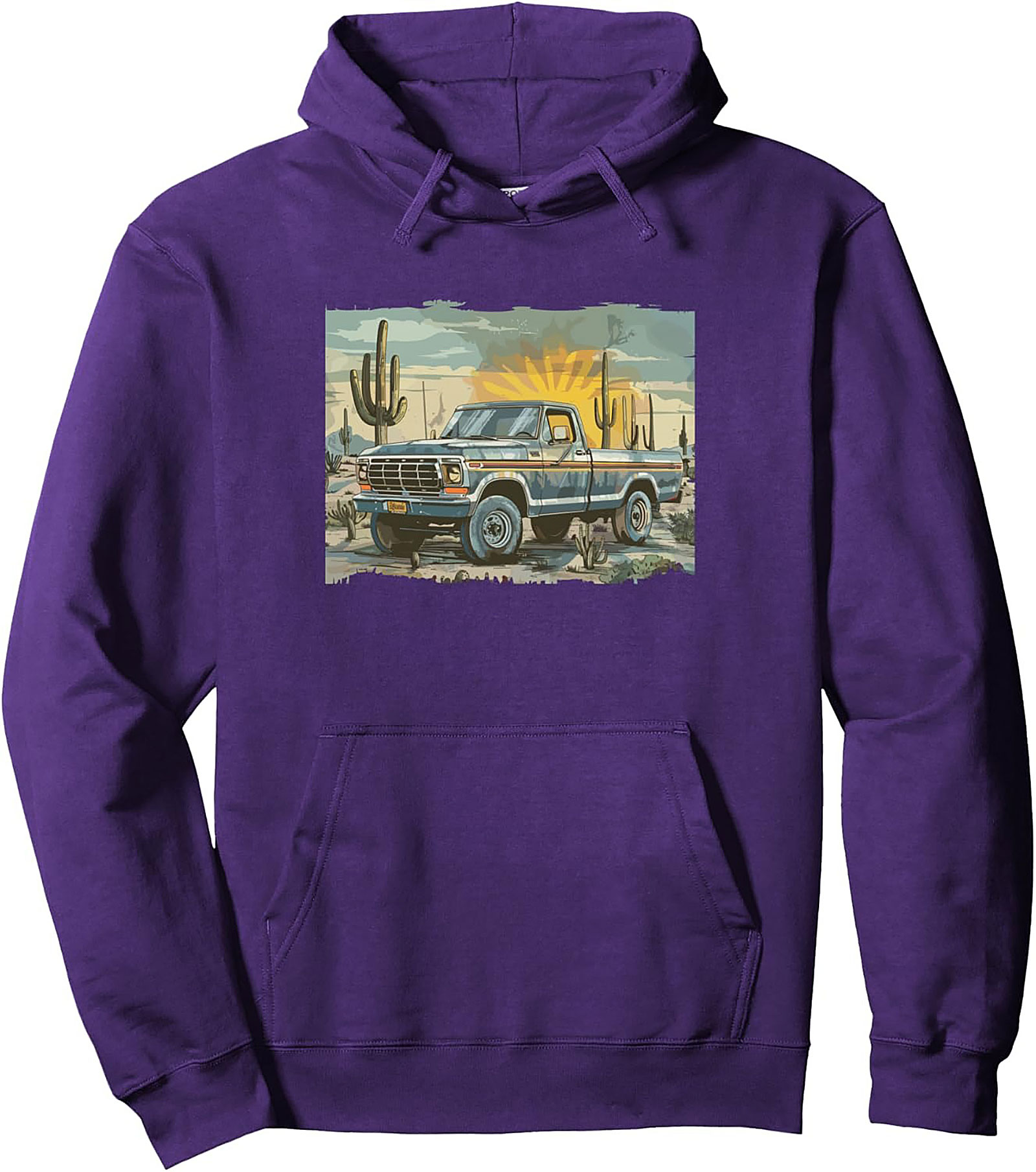 Classic 70s F-150 Pickup Truck Desert Sunset Graphic Hoodie