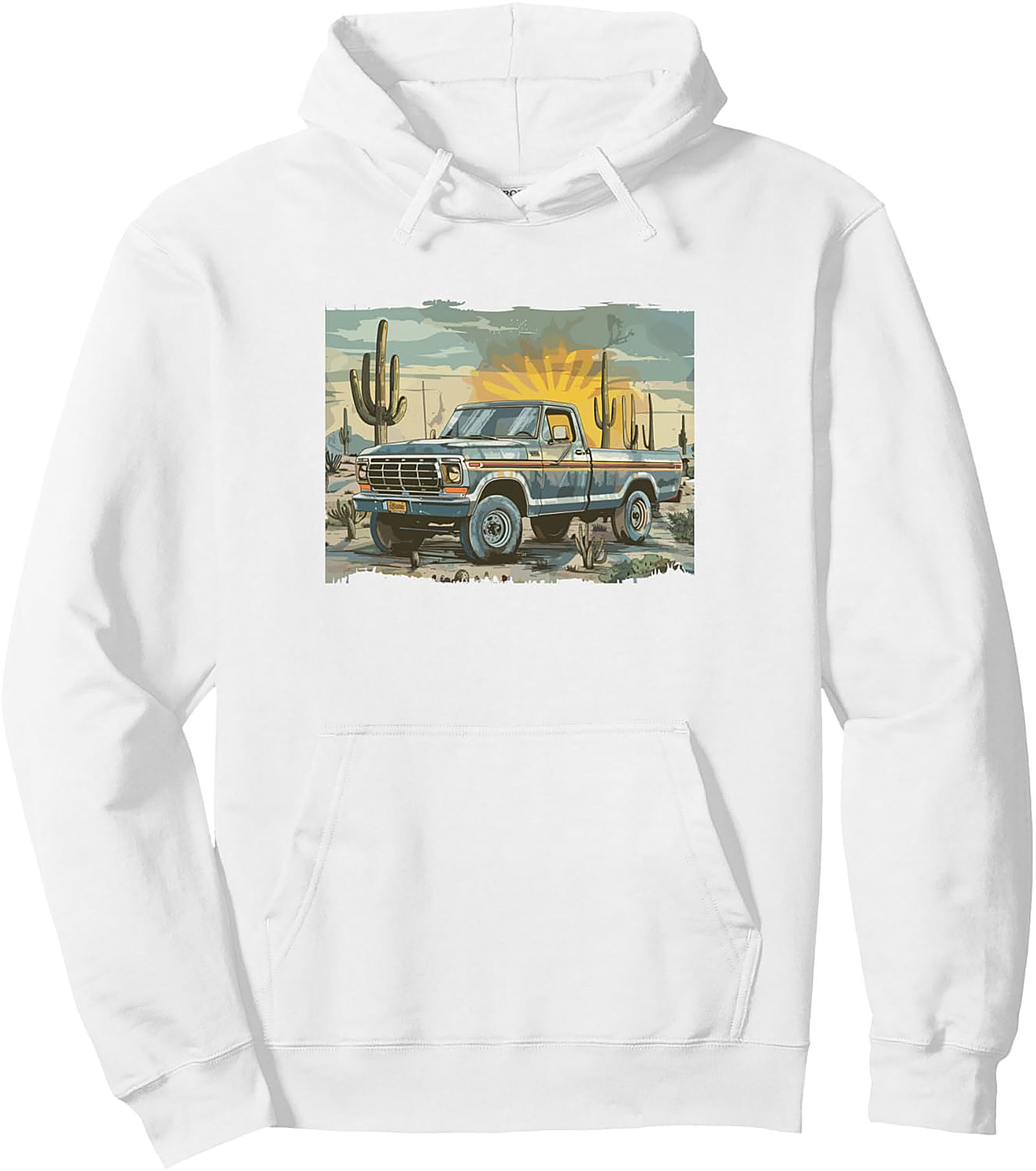 Classic 70s F-150 Pickup Truck Desert Sunset Graphic Hoodie