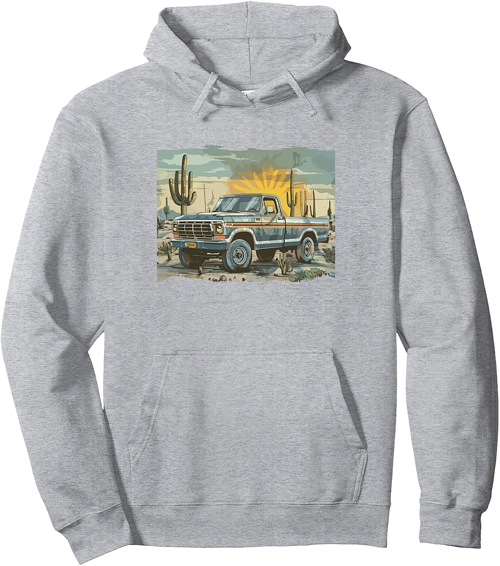 Classic 70s F-150 Pickup Truck Desert Sunset Graphic Hoodie