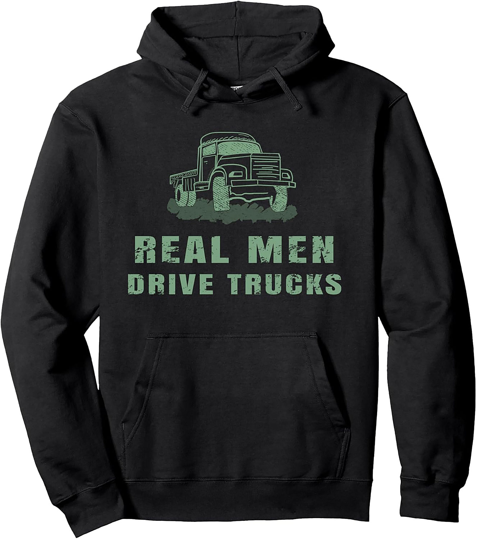 Real Men Drive Trucks Trucker Pullover Hoodie | Vintage Truck Graphic Hoodie