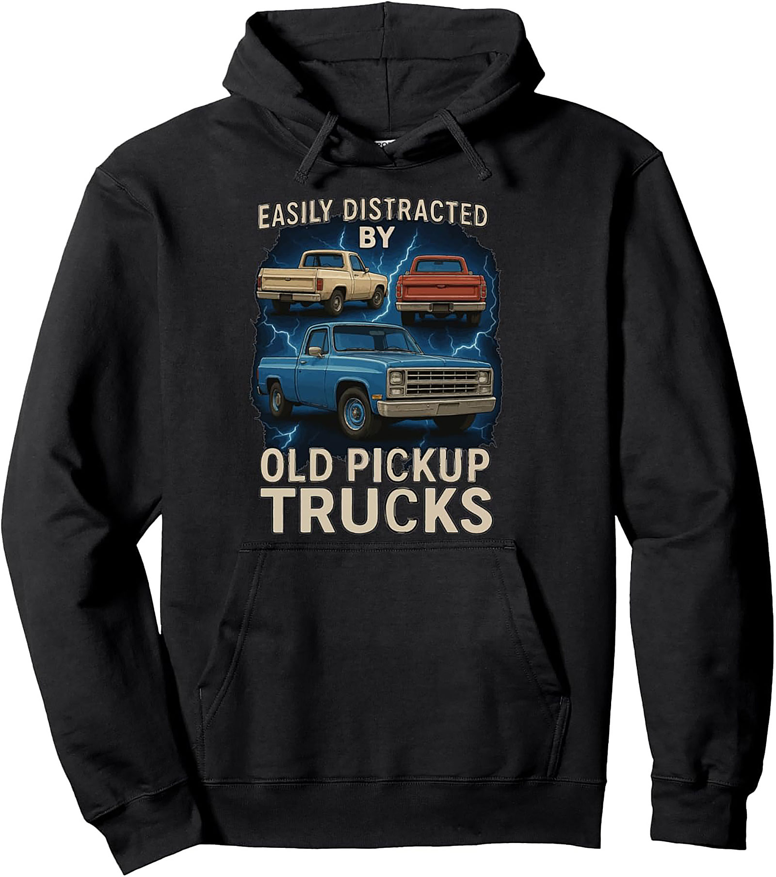 Easily Distracted by Old Pickup Trucks Classic Pullover Hoodie