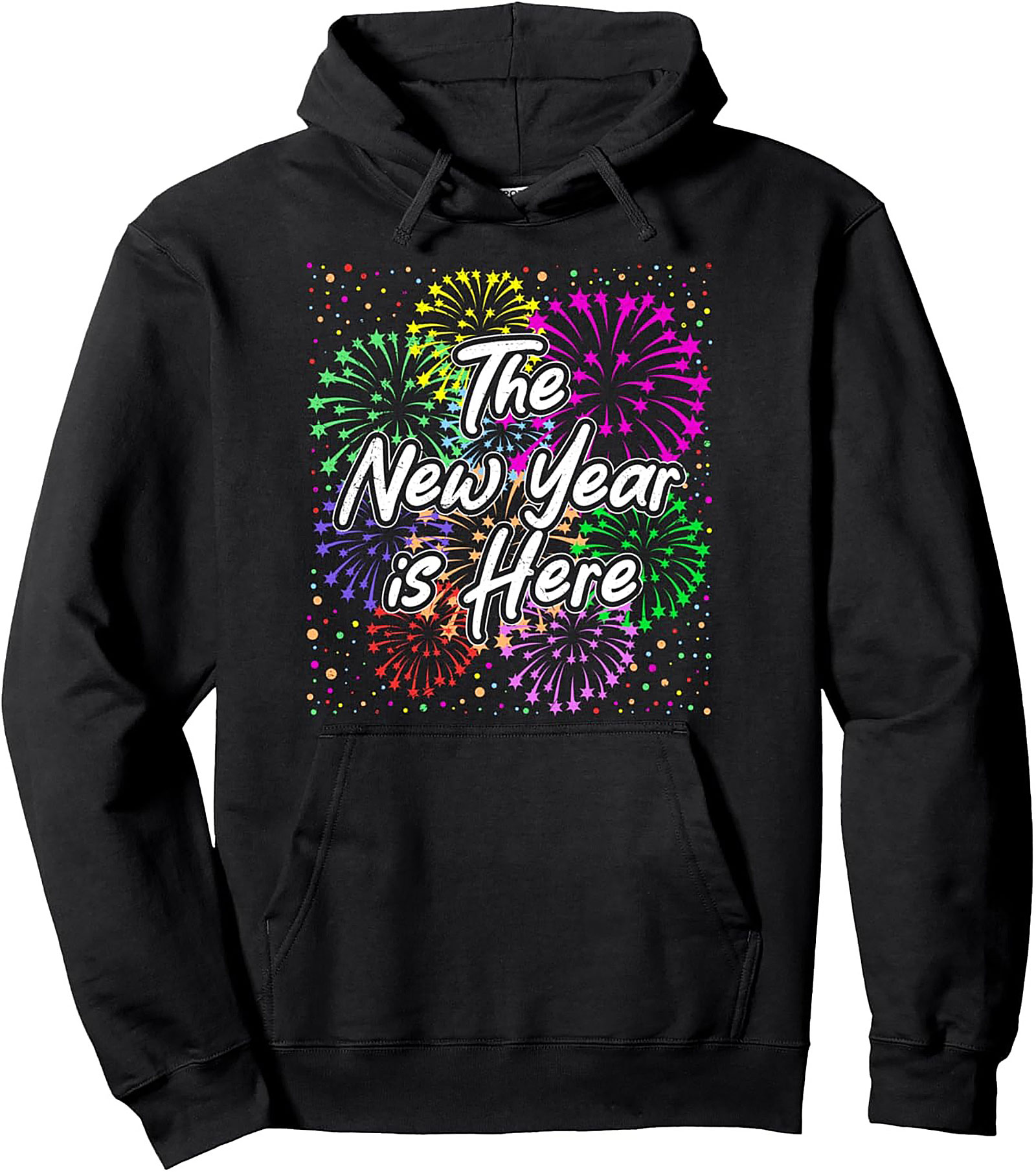 New Year Fireworks Graphic Hoodie Cozy Pullover
