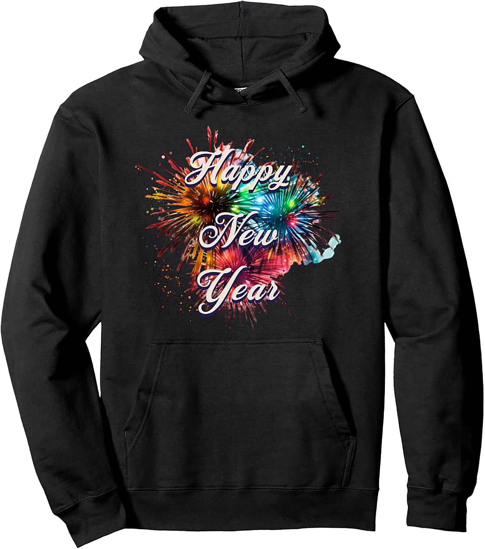 Happy New Year Graphic Hoodie Festive Pullover