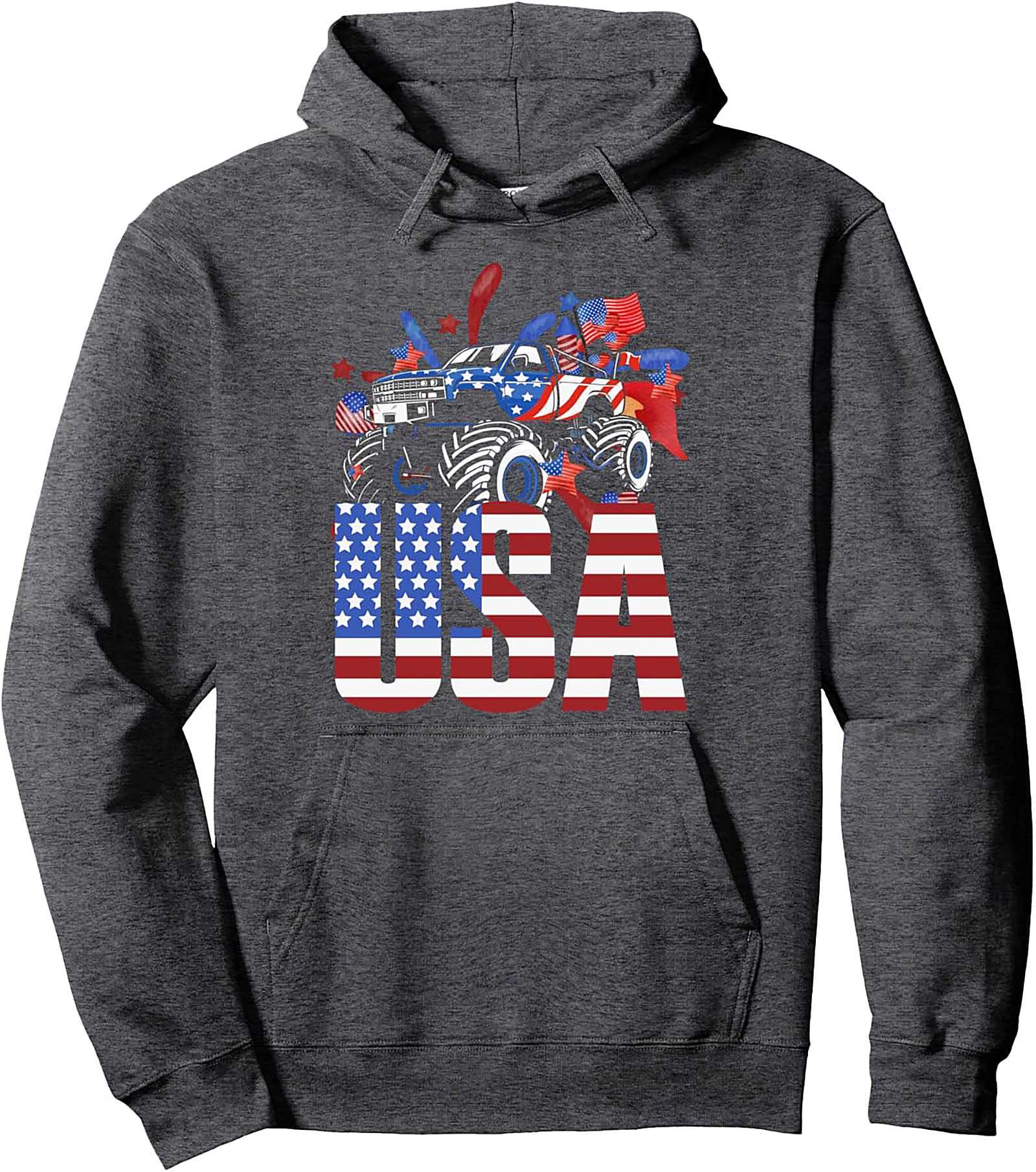 USA Monster Truck Graphic Pullover Hoodie – Patriotic Streetwear