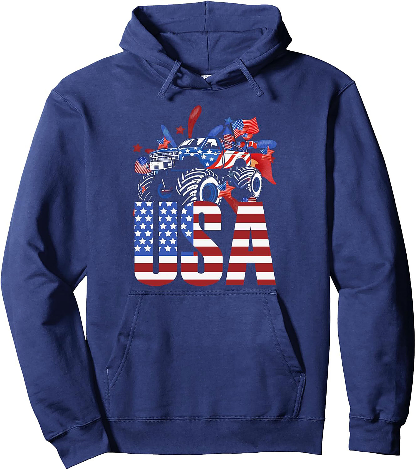 USA Monster Truck Graphic Pullover Hoodie – Patriotic Streetwear