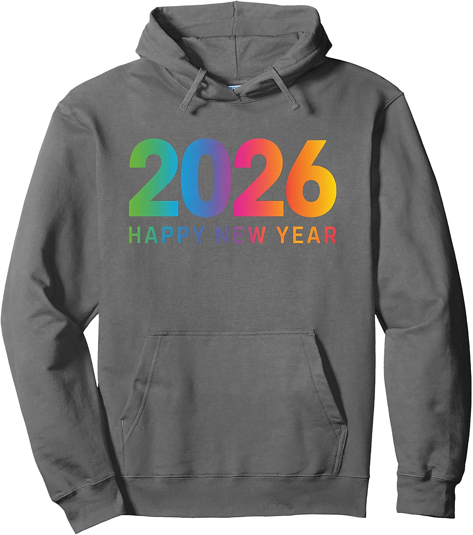 2026 Happy New Year Pullover Hoodie Rainbow Graphic