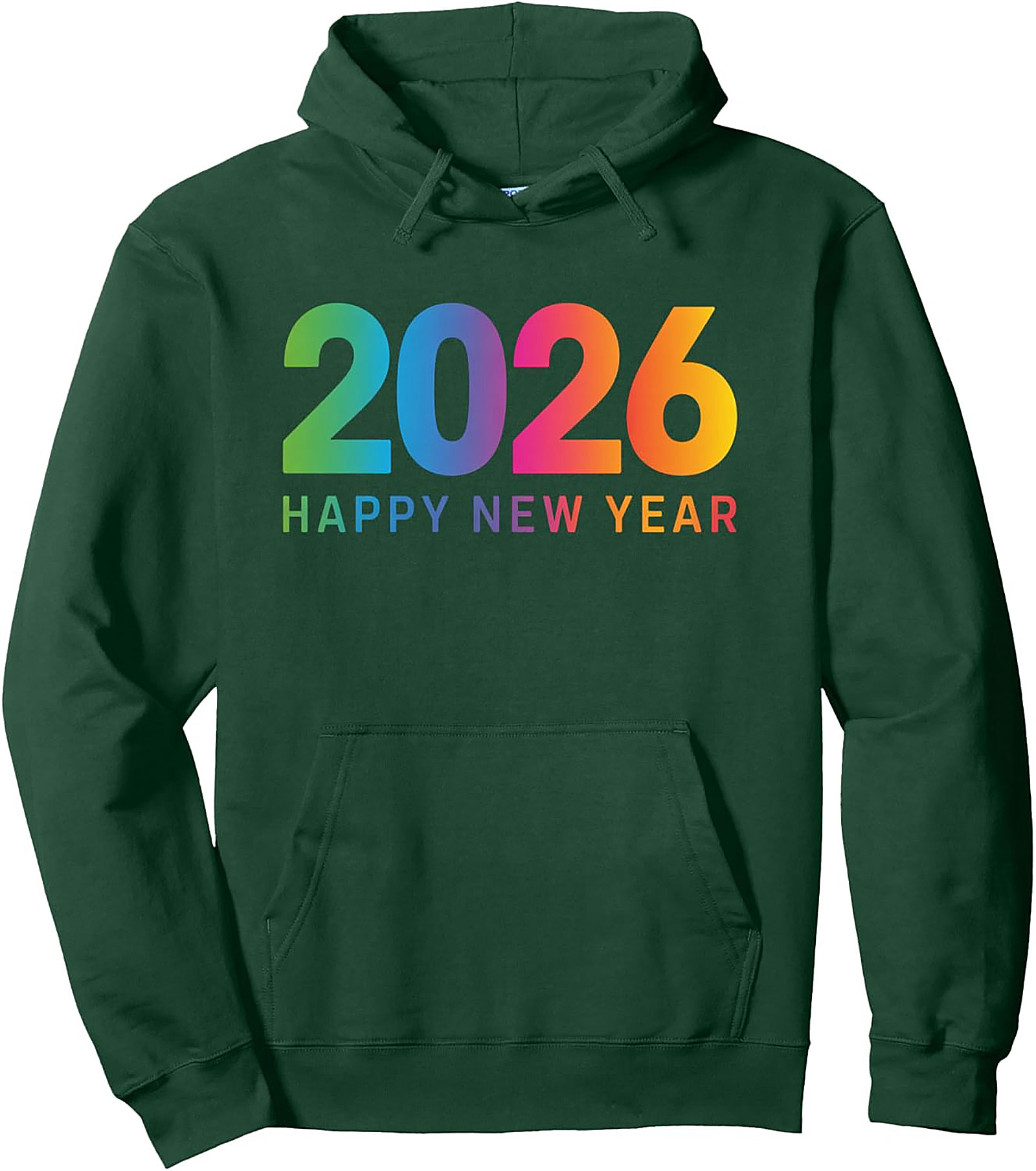 2026 Happy New Year Pullover Hoodie Rainbow Graphic