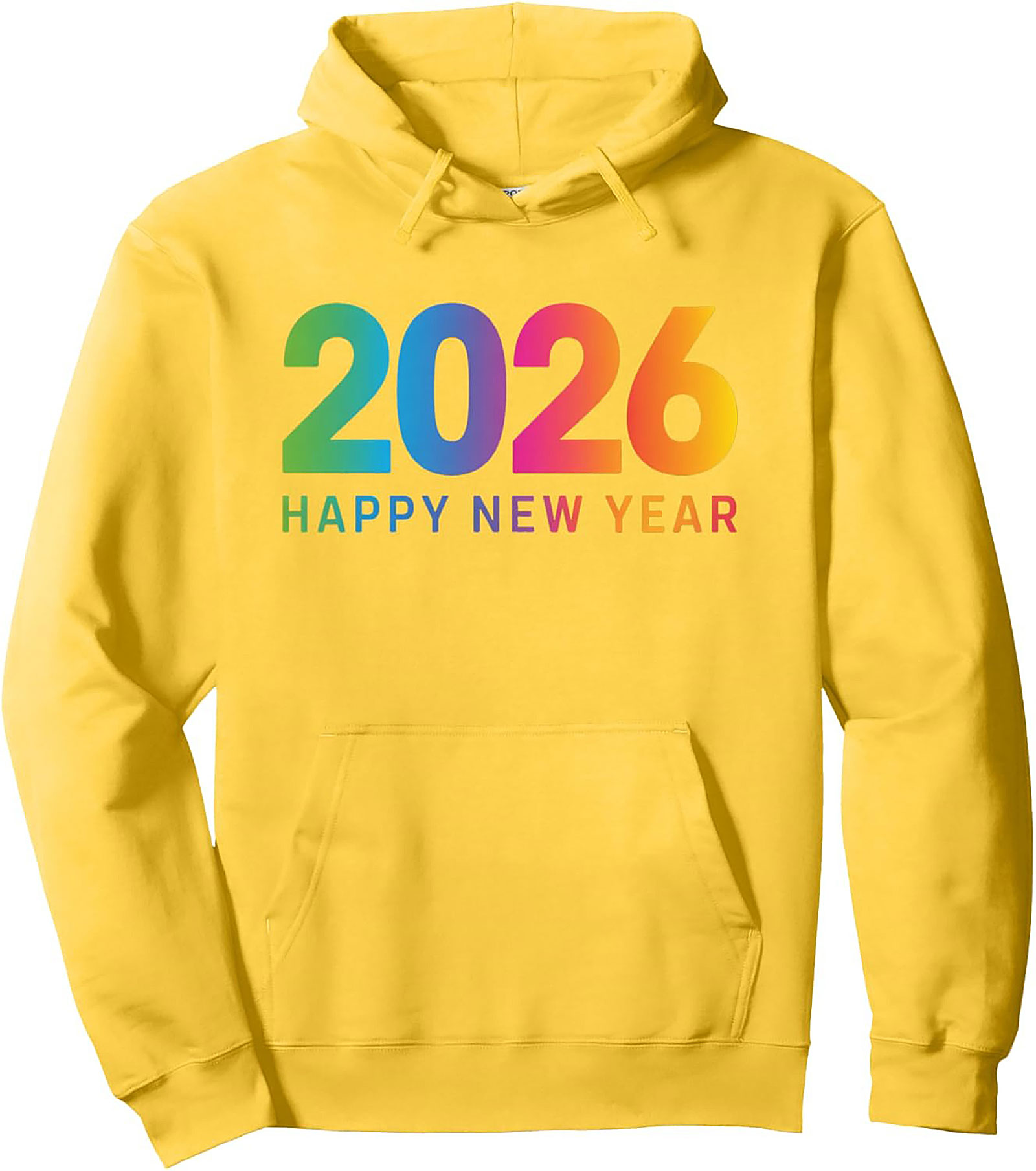 2026 Happy New Year Pullover Hoodie Rainbow Graphic