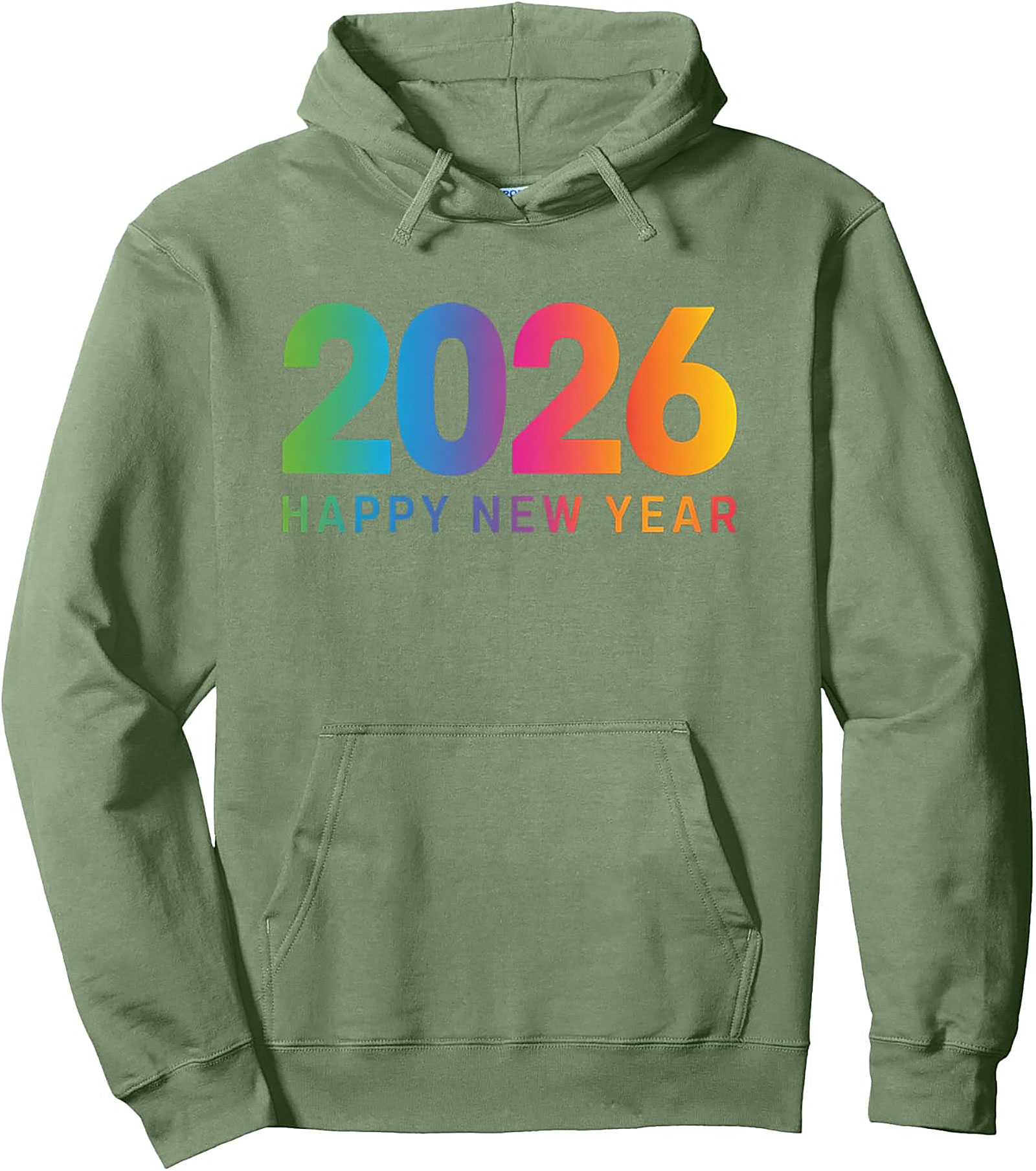 2026 Happy New Year Pullover Hoodie Rainbow Graphic