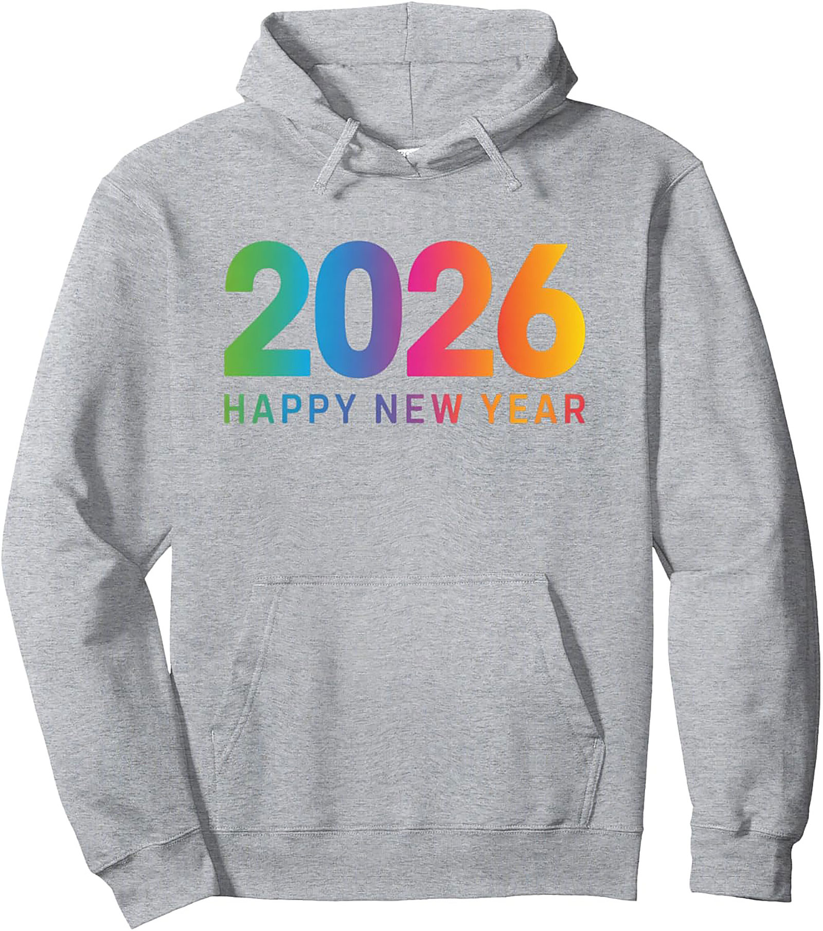 2026 Happy New Year Pullover Hoodie Rainbow Graphic