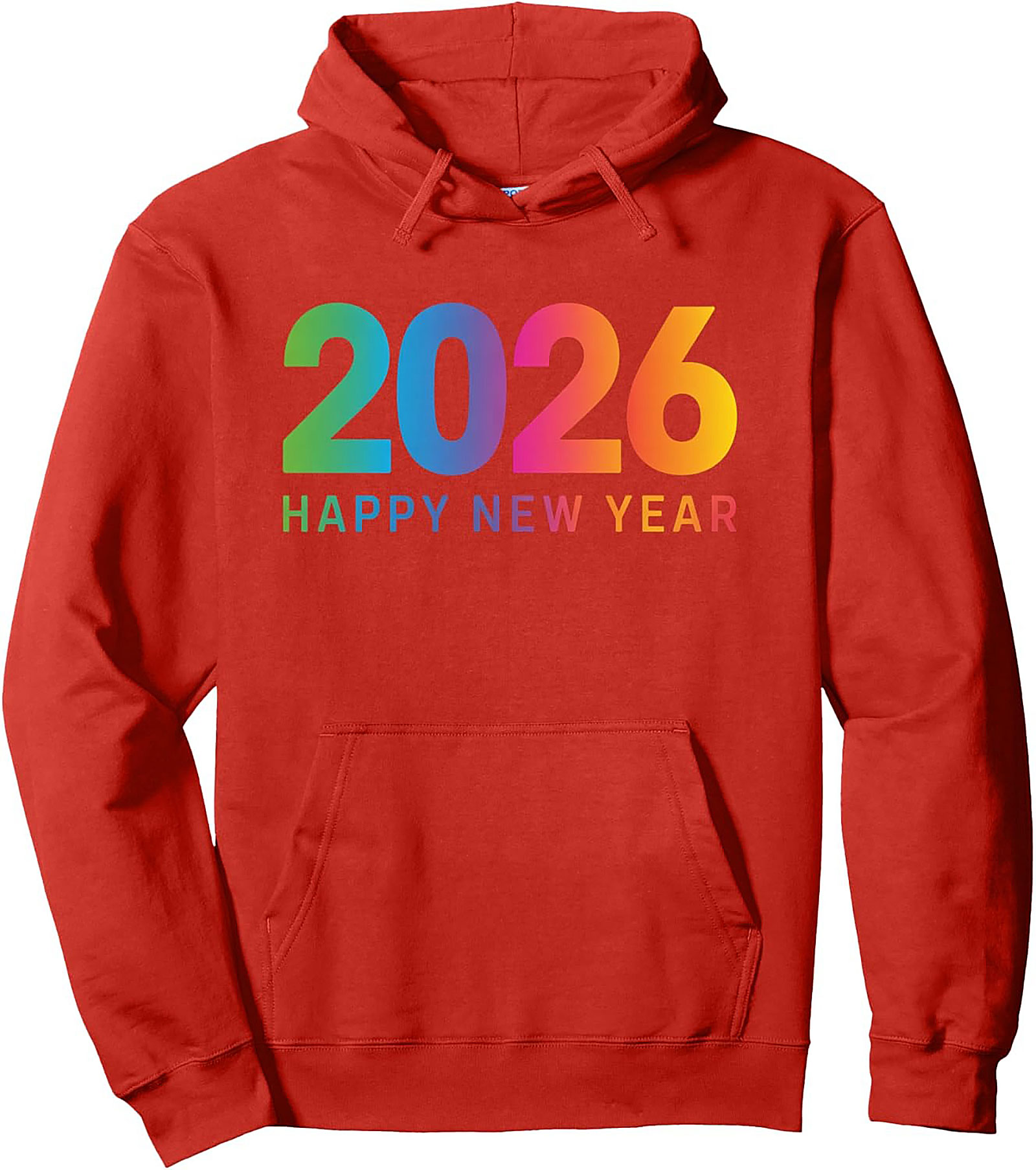 2026 Happy New Year Pullover Hoodie Rainbow Graphic