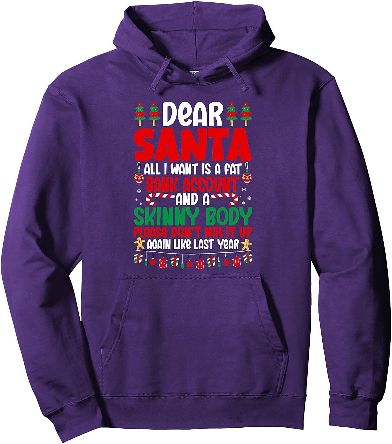Funny Christmas Pullover Hoodie Dear Santa Wish List