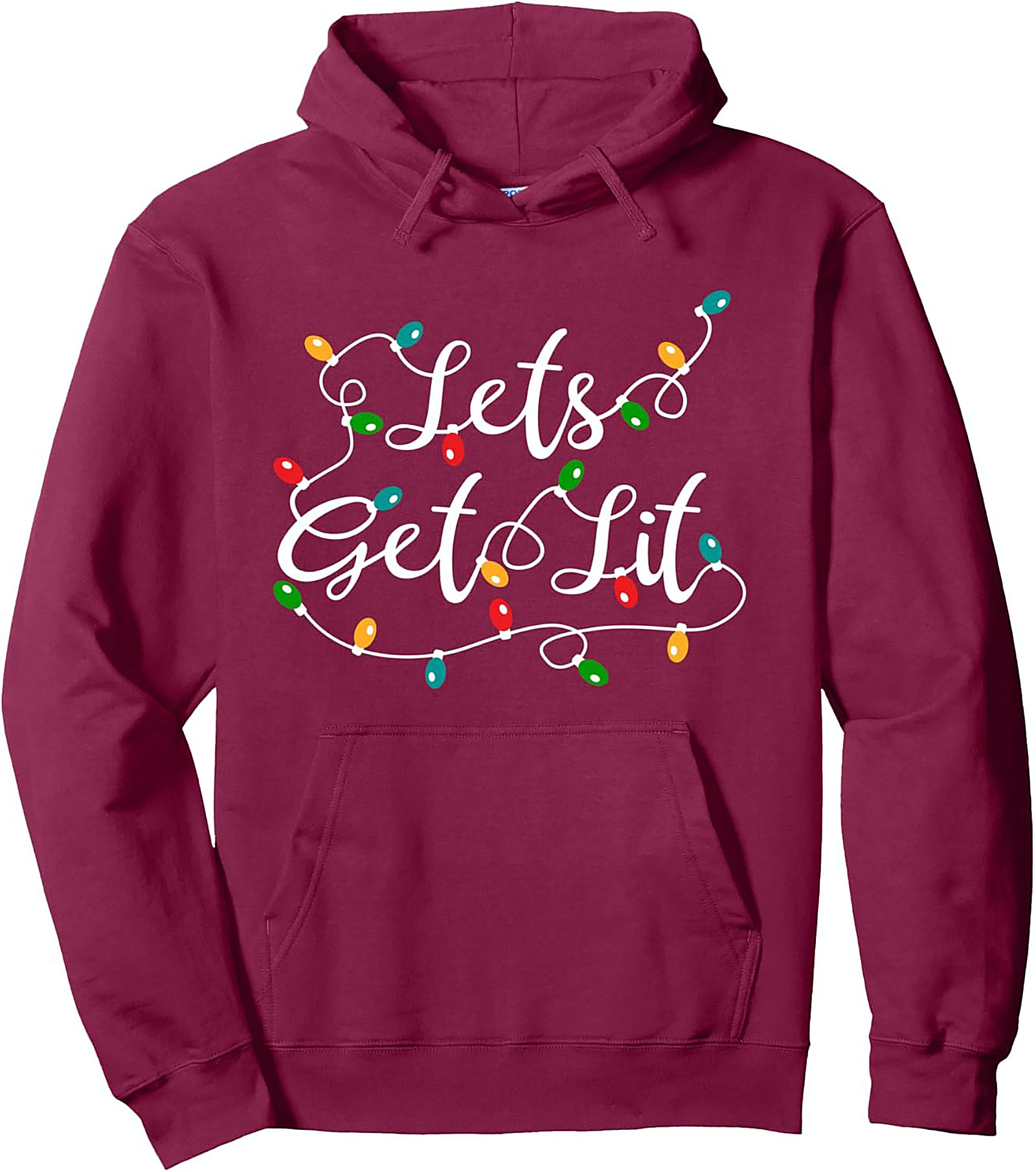 Lets Get Lit Graphic Hoodie Funny Christmas Pullover