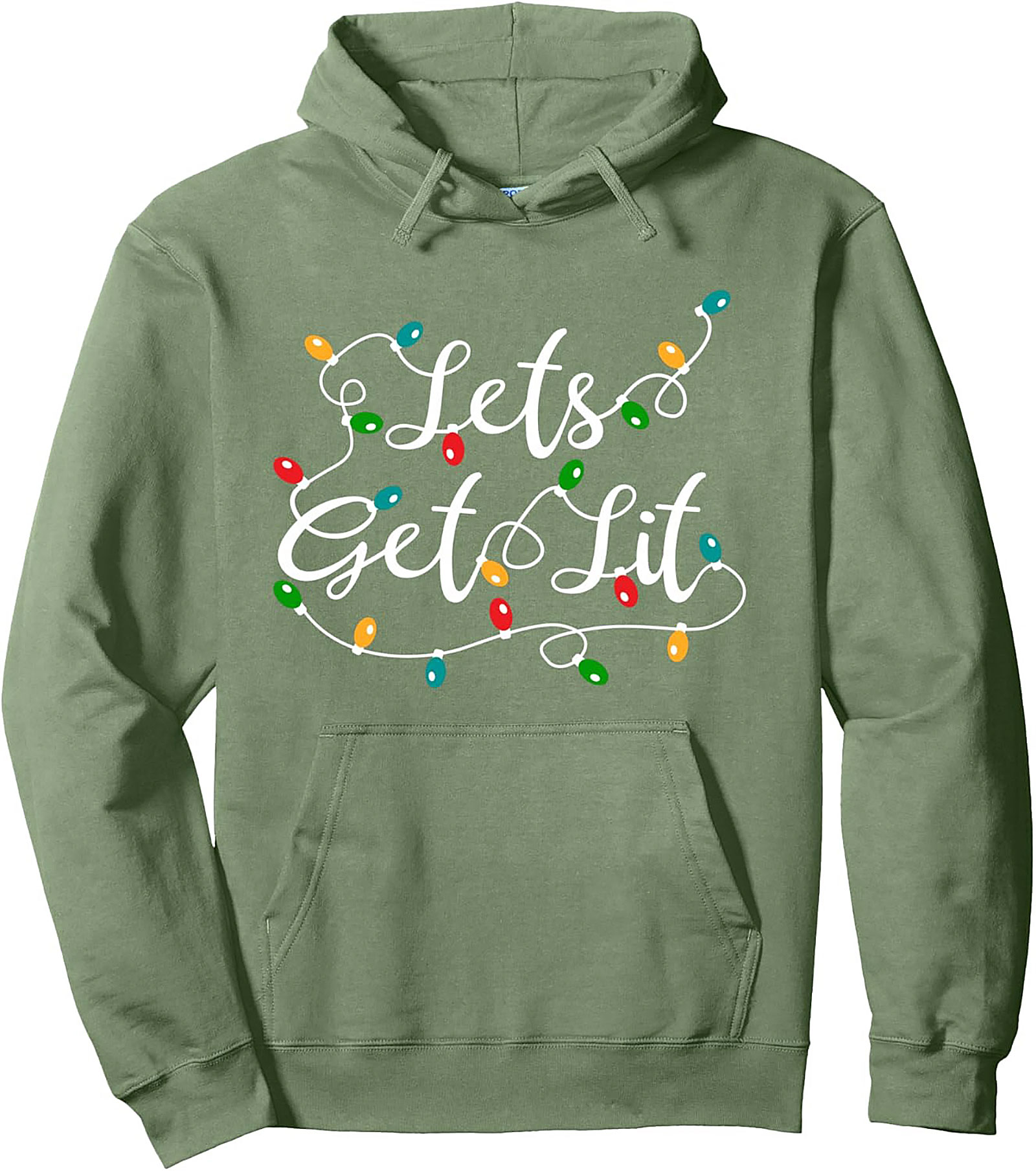 Lets Get Lit Graphic Hoodie Funny Christmas Pullover