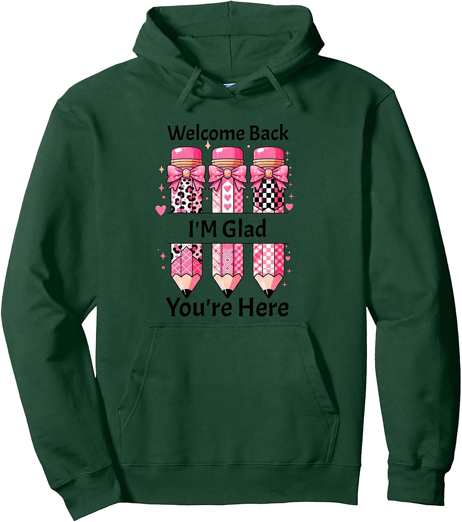 Welcome Back Teacher Pullover Hoodie – Cute Pink Pencil Design