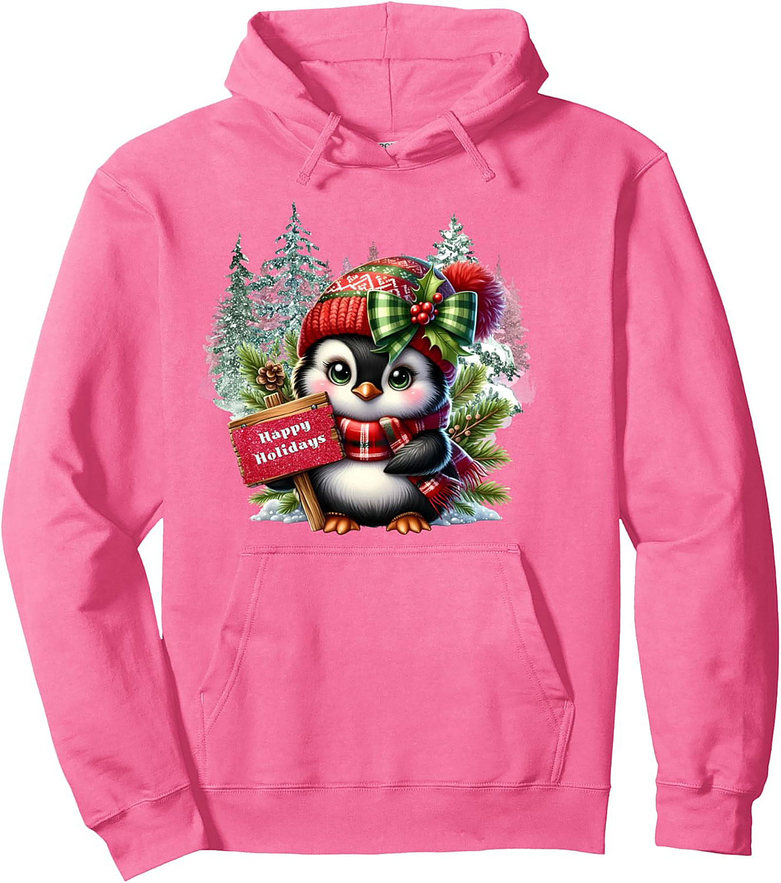 Cute Holiday Penguin Pullover Hoodie Christmas Graphic