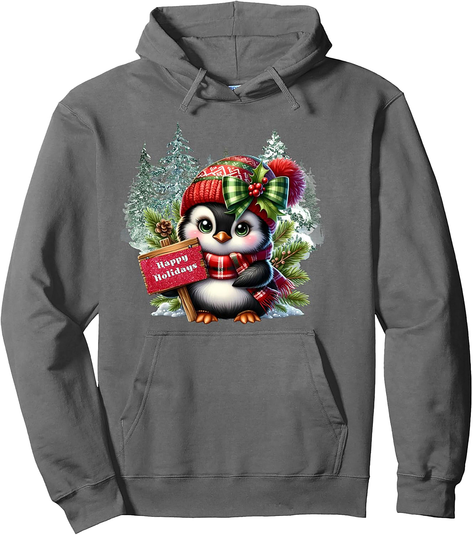 Cute Holiday Penguin Pullover Hoodie Christmas Graphic