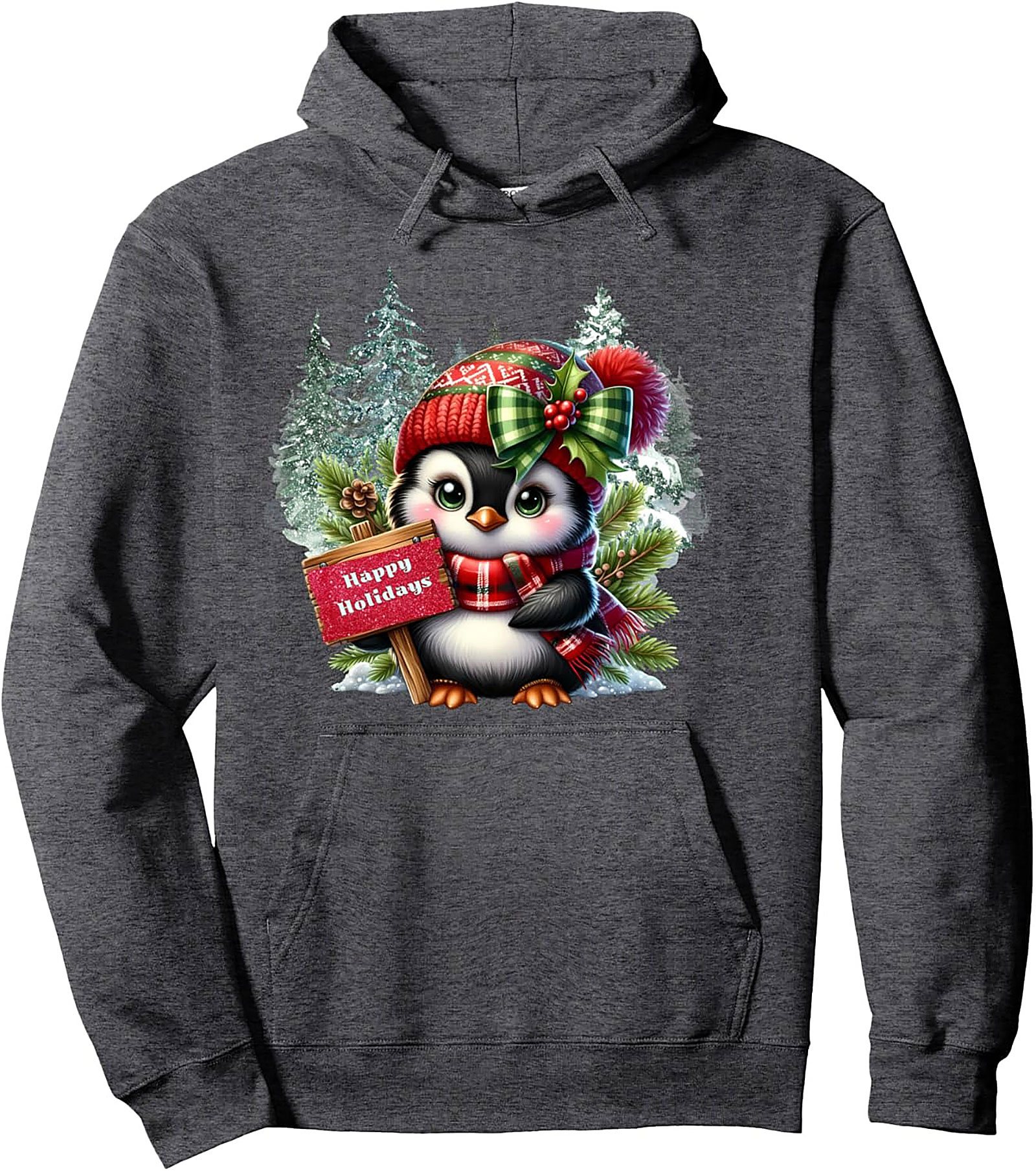 Cute Holiday Penguin Pullover Hoodie Christmas Graphic